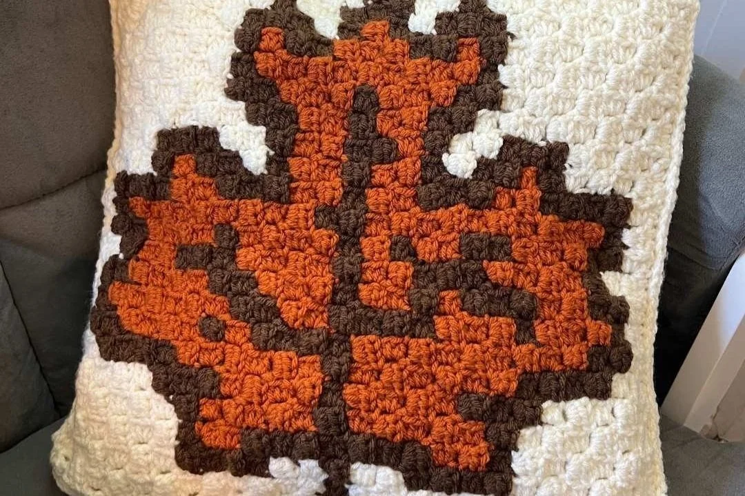 Autumn Leaf C2C Pillow - Premium Crochet Pattern for Fall Home Decor