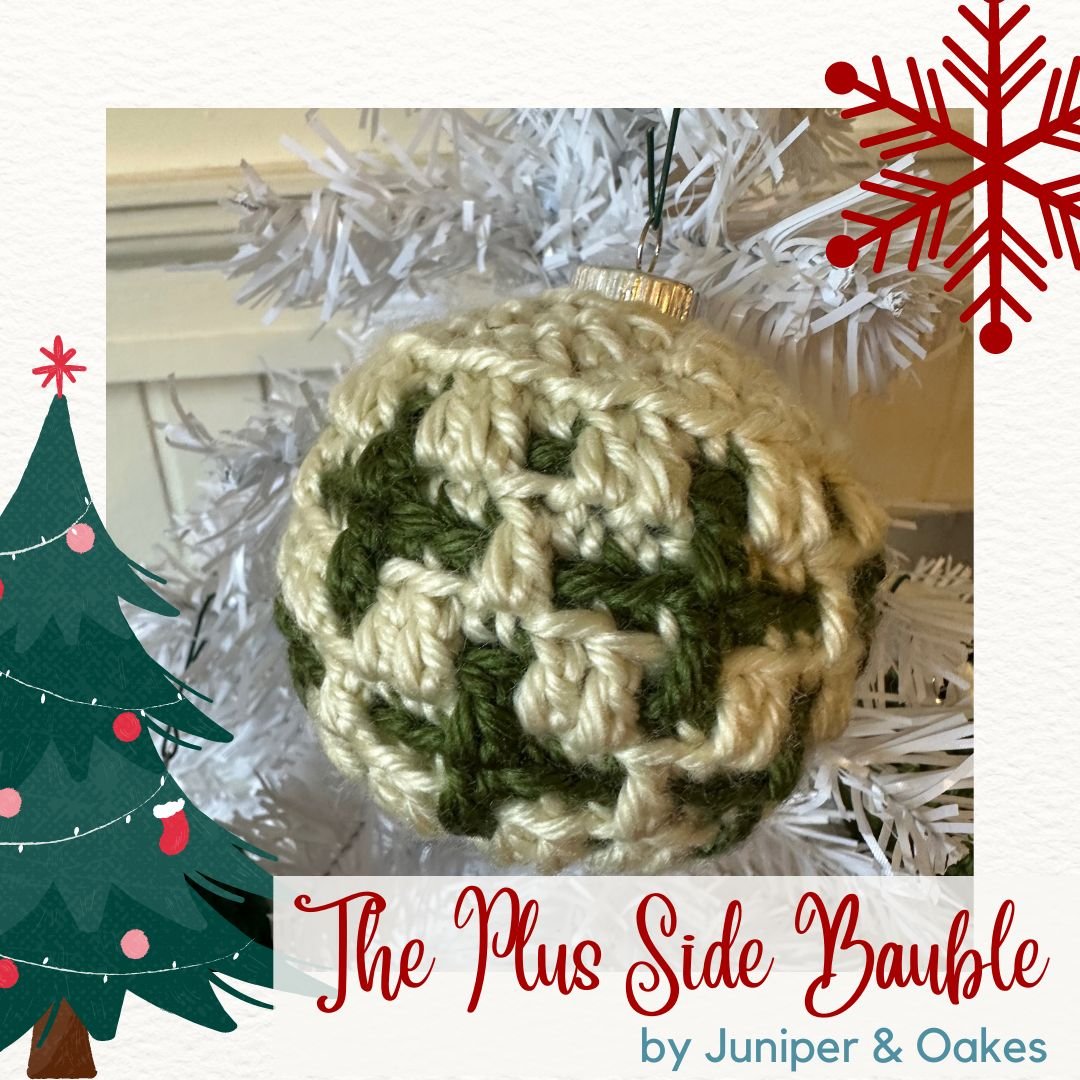 Mosaic Crochet Christmas Ornament -  The Plus Side Bauble - Free Crochet Pattern, Chart &amp; Video