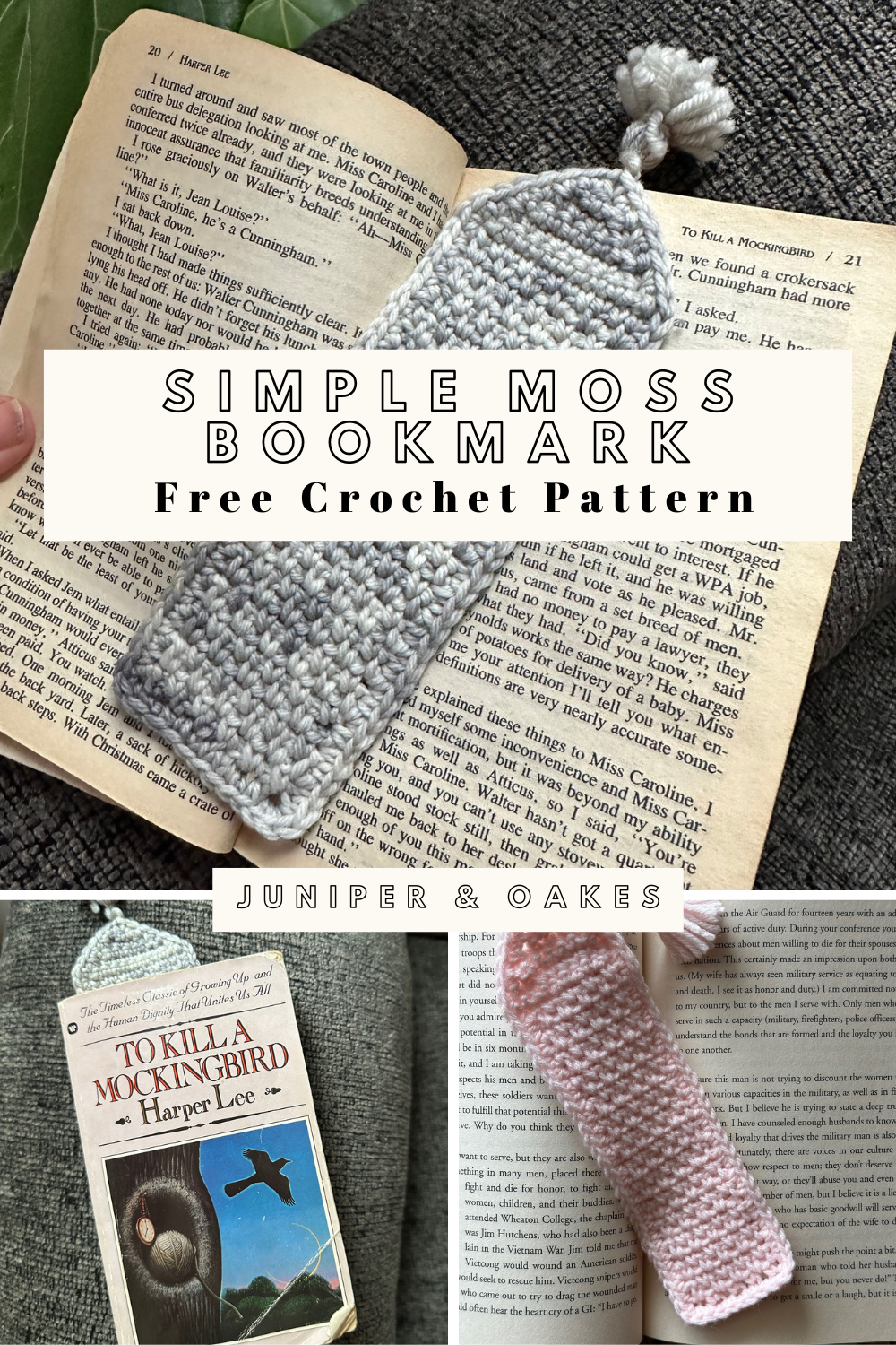 Simple Moss Bookmark - FREE Crochet Pattern - Juniper and Oakes simple-moss-bookmark-free-crochet-pattern-juniper-and-oakes