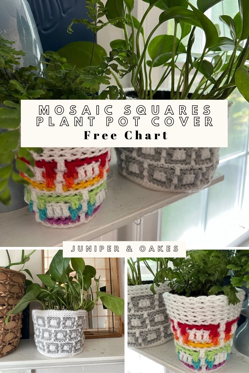 Mosaic Squares Plant Pot Cover pin