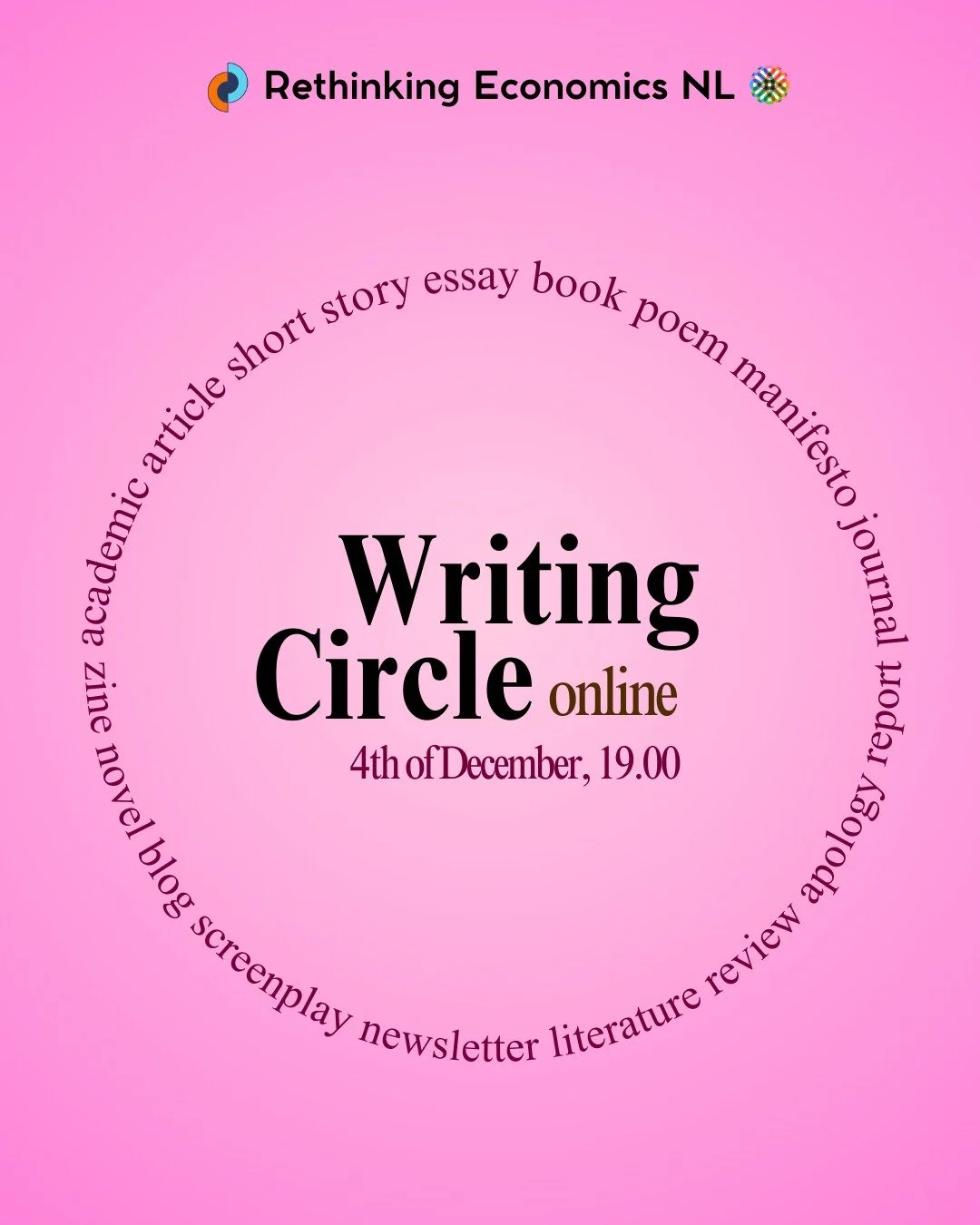 Tonight we meet again at 19.00! The writing circle is a space for catching up, exchanging ideas and progress, and motivational speeches. Don't hesitate to reach in our dm to get access to the videocall link. See you soon <3