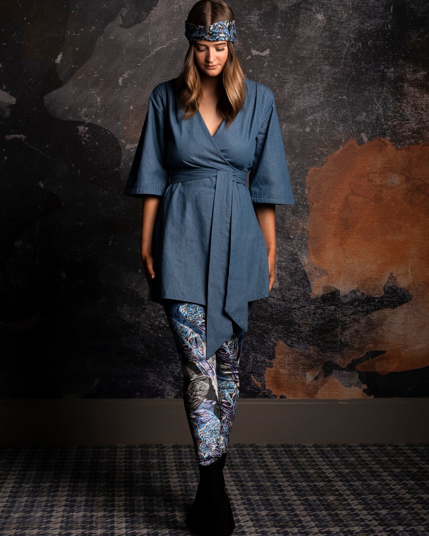 denim wrap mini dress in blue denim — COCOOVE fashion and lifestyle
