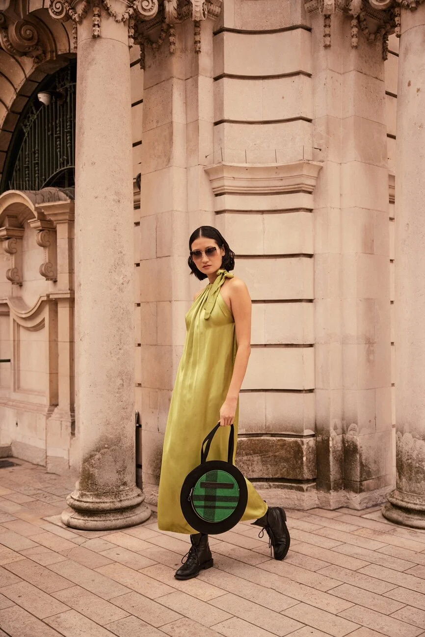Satin Maxi dress in green