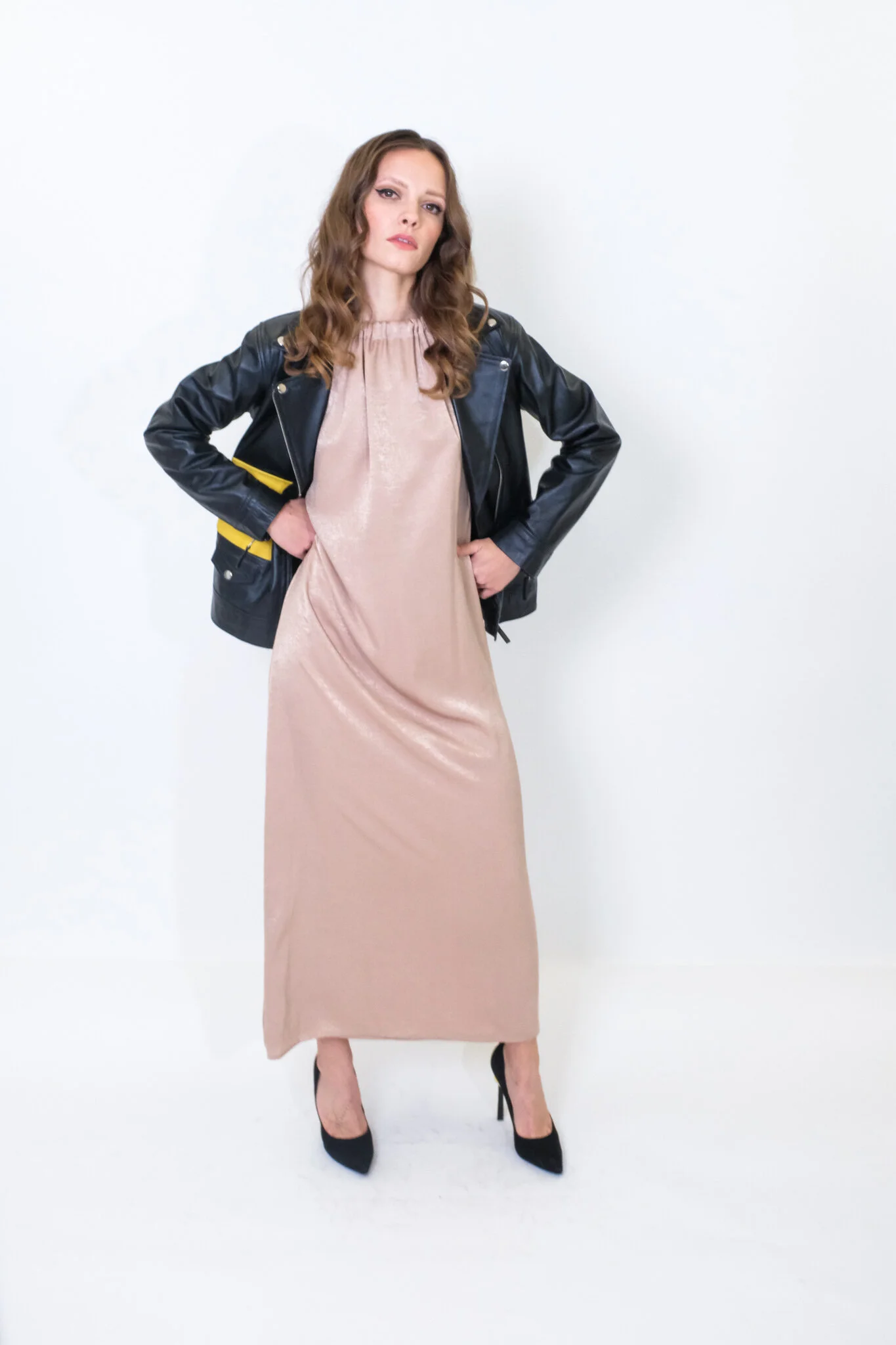 Satin Slip dress in nude by Cocoove