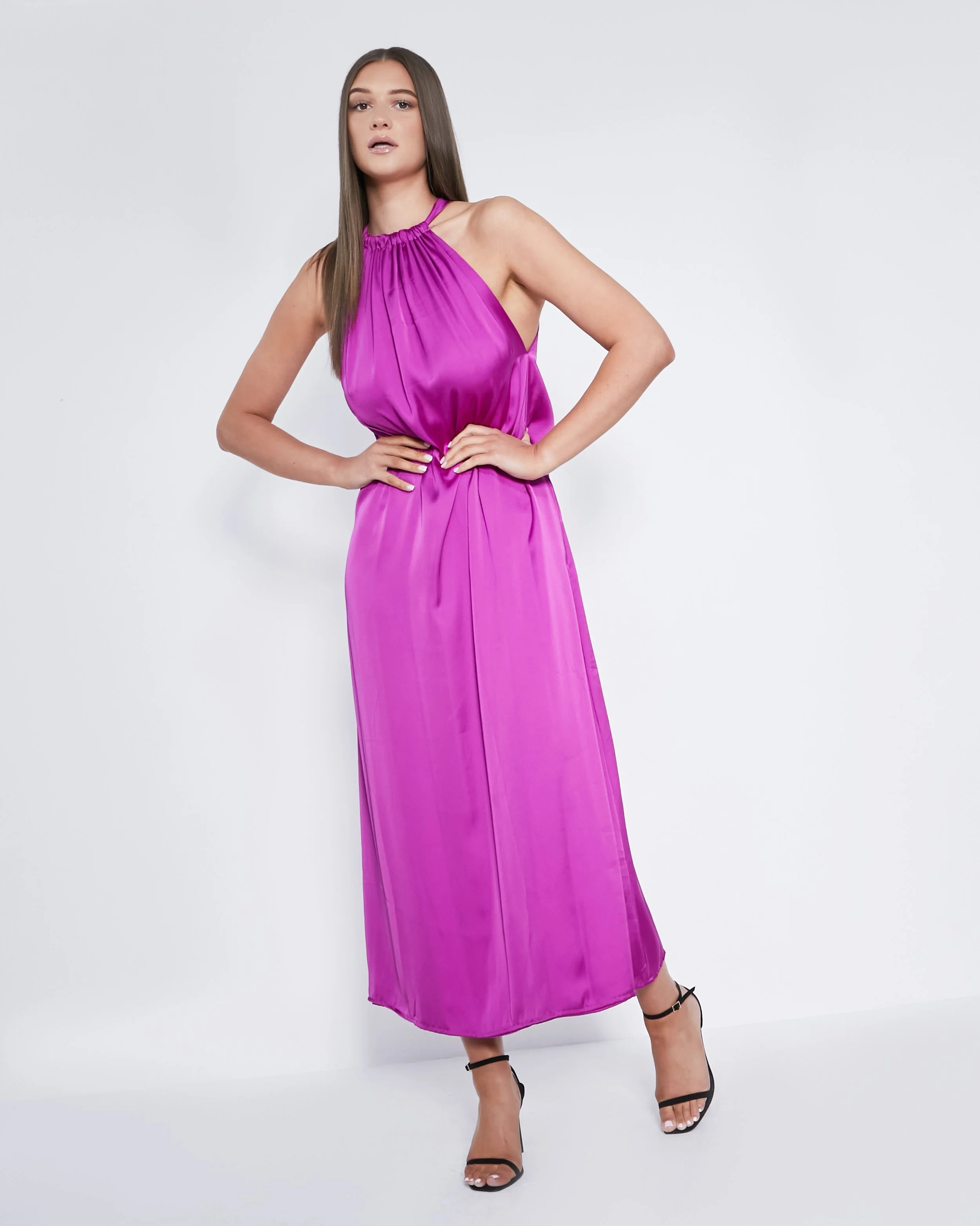 Issa Silk Dress Magenta