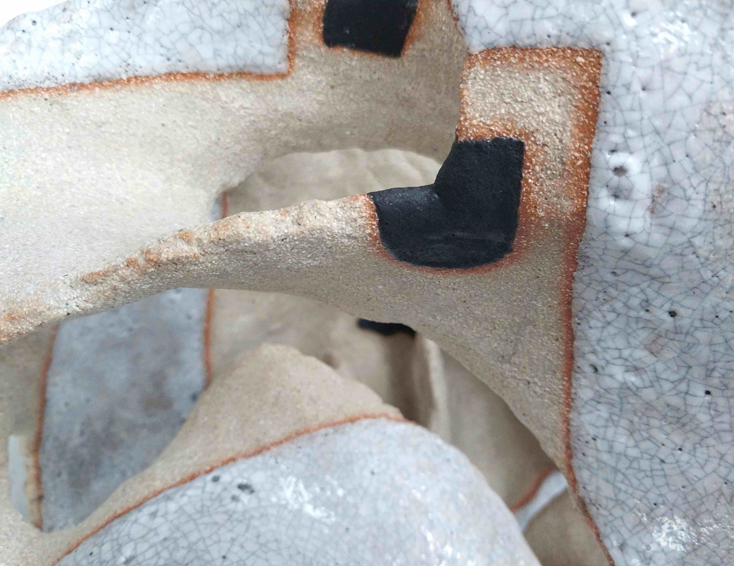 Crater detail 2025, ceramic, glaze, copper, 38 x 44 x 33