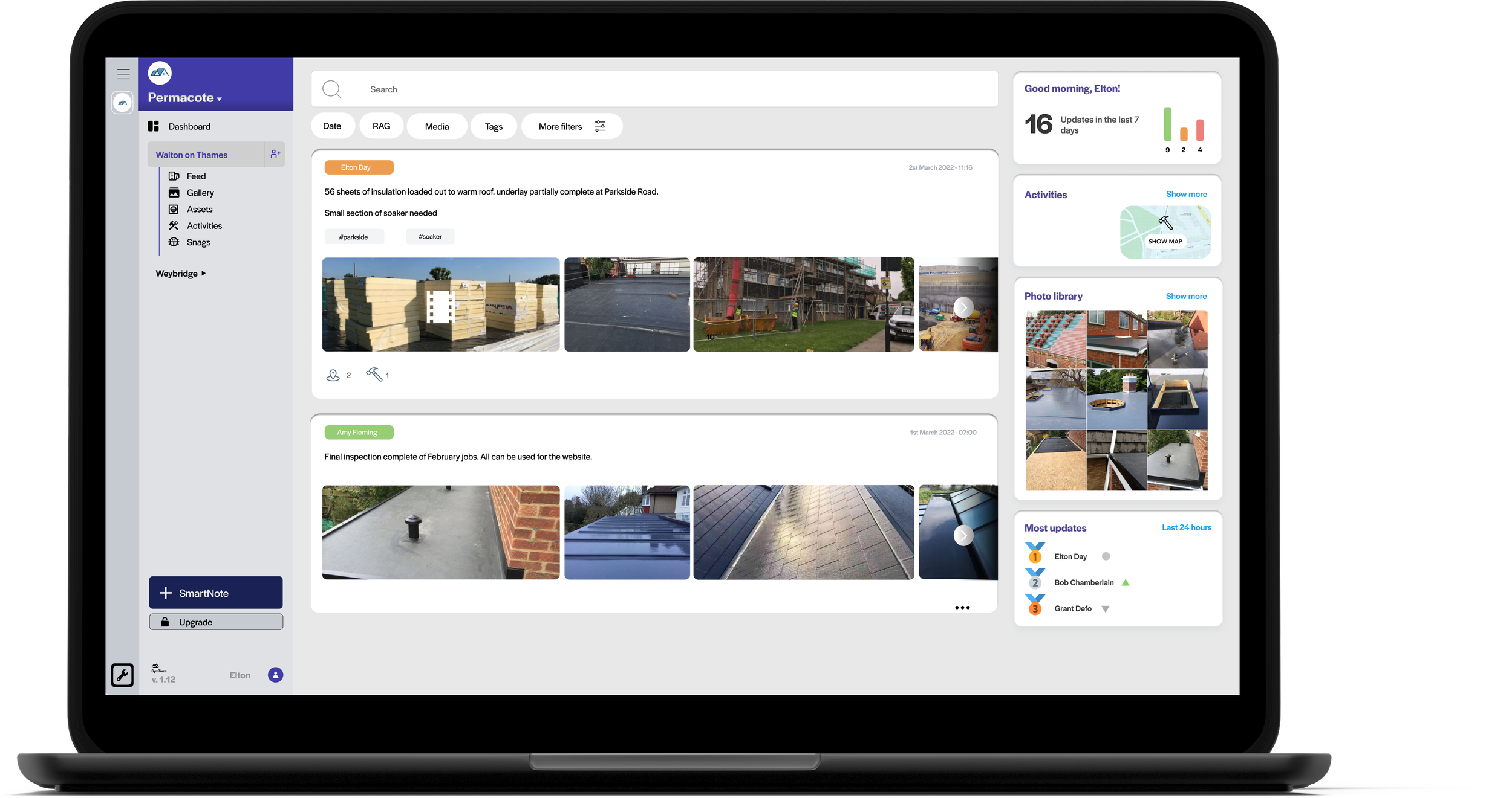 PM Dashboard on laptop