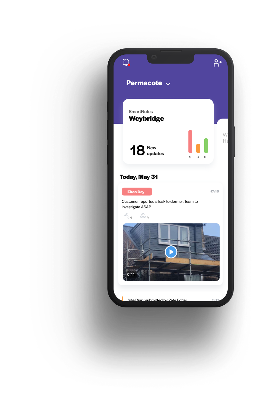 Maintenance app on smartphone