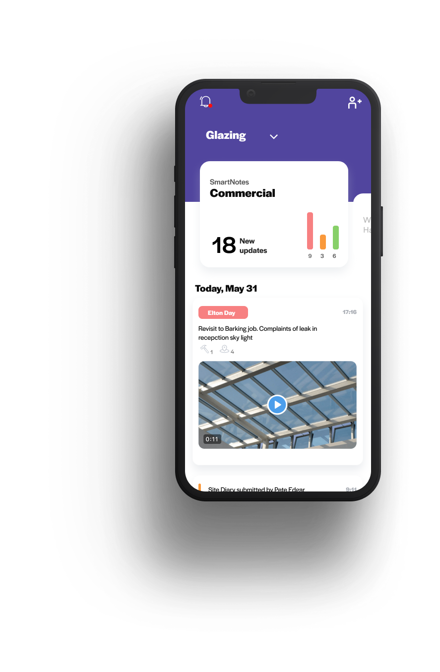 Project updates on smartphone app