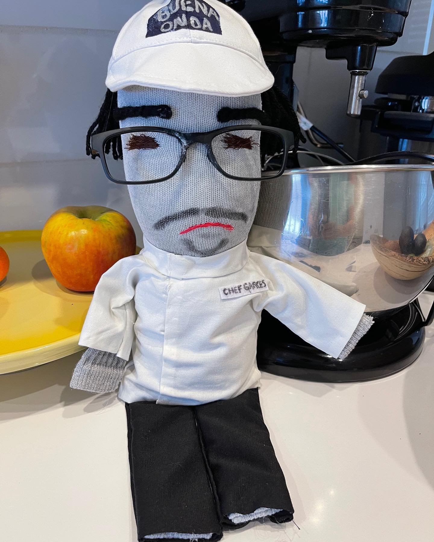 Throwback to my very own Chef Jose Garces sock portrait by @frownyfacedolls! It was a perfect addition to my kitchen.
 
#frownyfacedoll #sockdoll