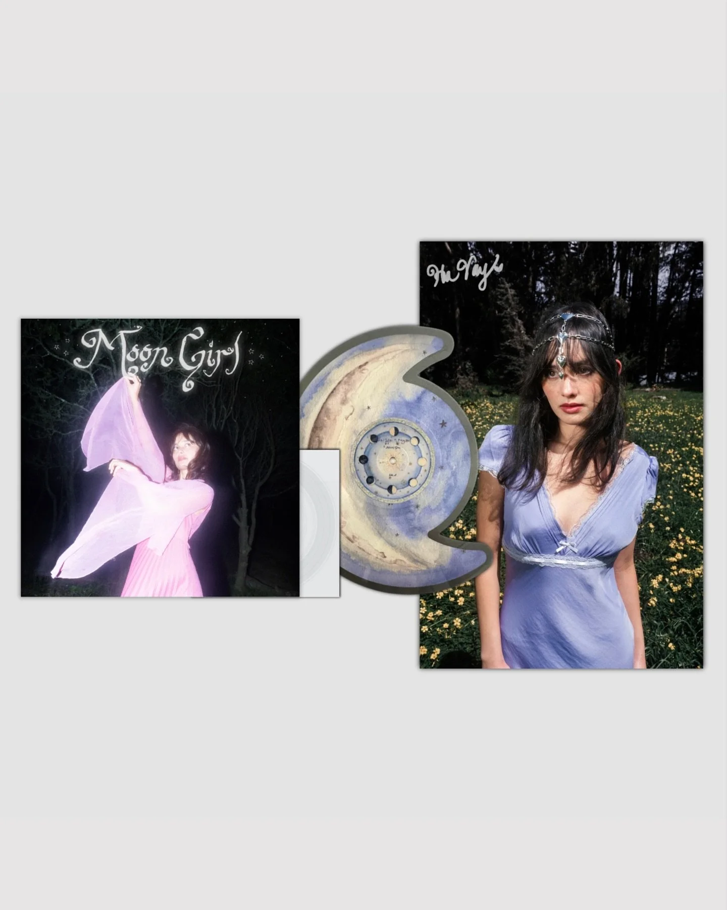 @vertigo.vinyl x @angeldreamgirl777 

VV Exclusive: &ldquo;Moon Girl&rdquo; by Ha Vay, pressed on a moon-shaped picture disc vinyl with an exclusive transparent flexi disc featuring the unreleased piano version of &ldquo;The Huntress.&rdquo; Paired w