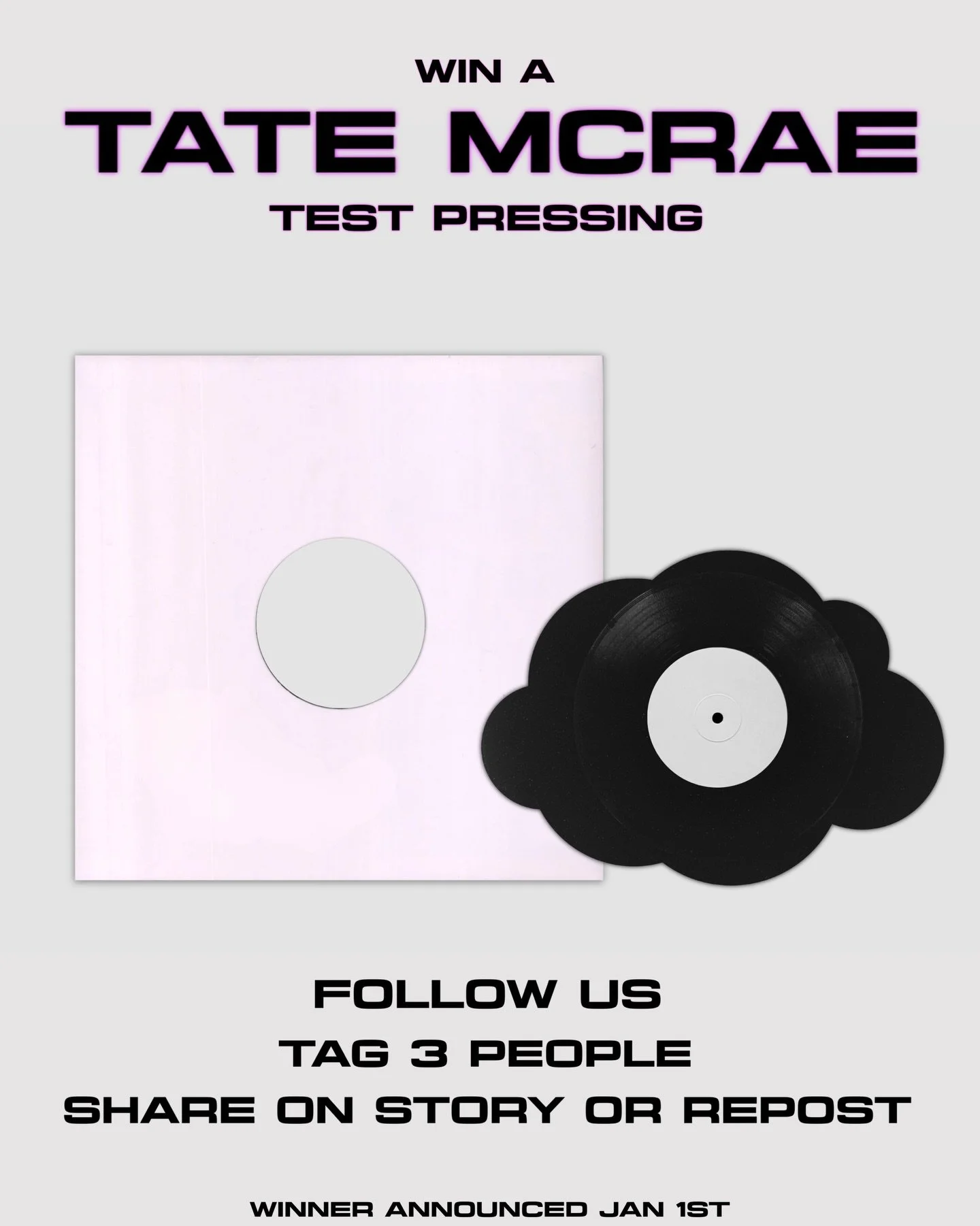 win a one of a kind test pressing for our Tate McRae drop!

live and available to order until Jan 1st 12 PM