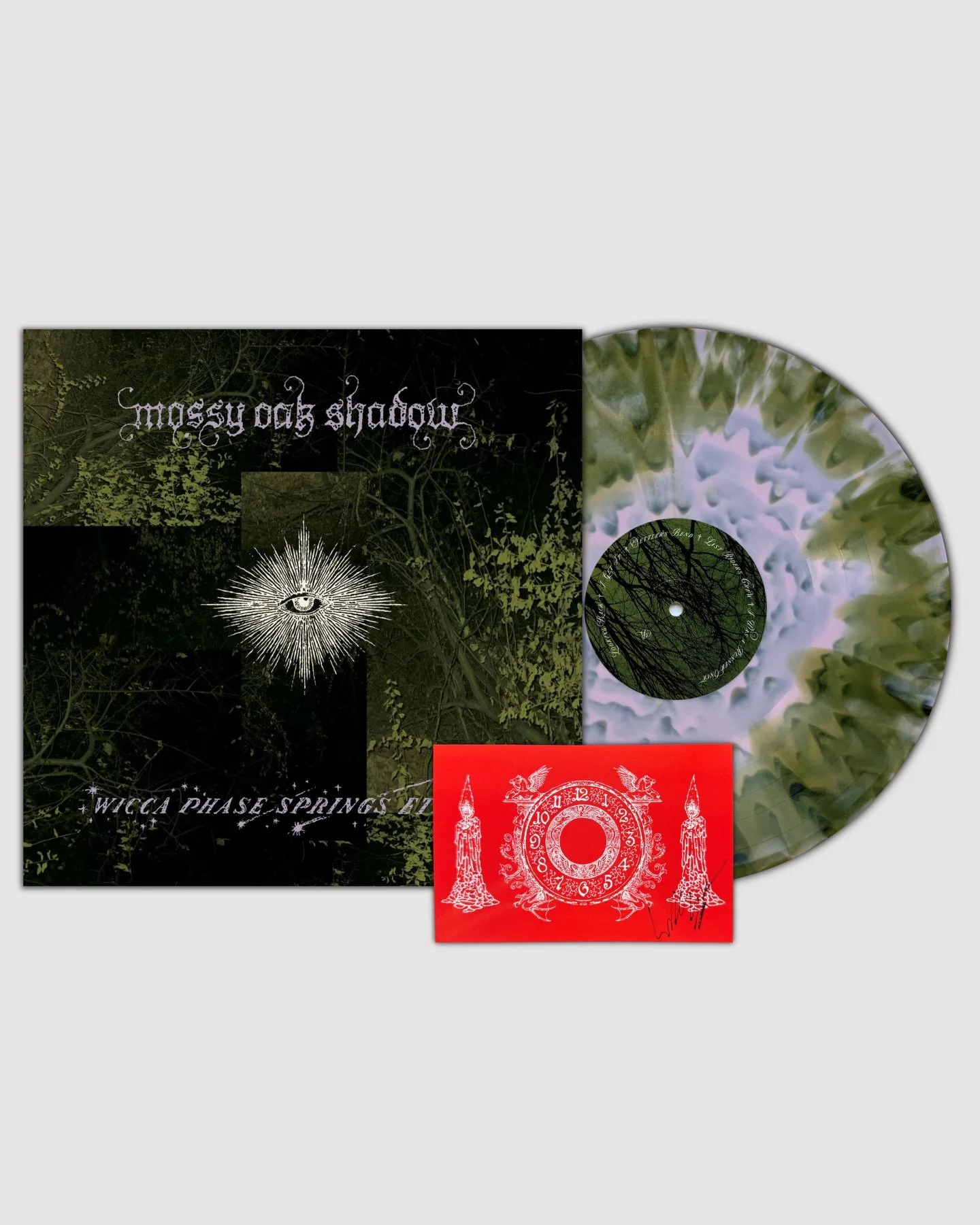 @vertigo.vinyl x @kournikovax 

&ldquo;Mossy Oak Shadow&rdquo; by Wicca Phase Springs Eternal pressed on a pink and green smash vinyl LP. This release is limited to only 500 hand-numbered copies and will never be repressed.

100 autographed cards are
