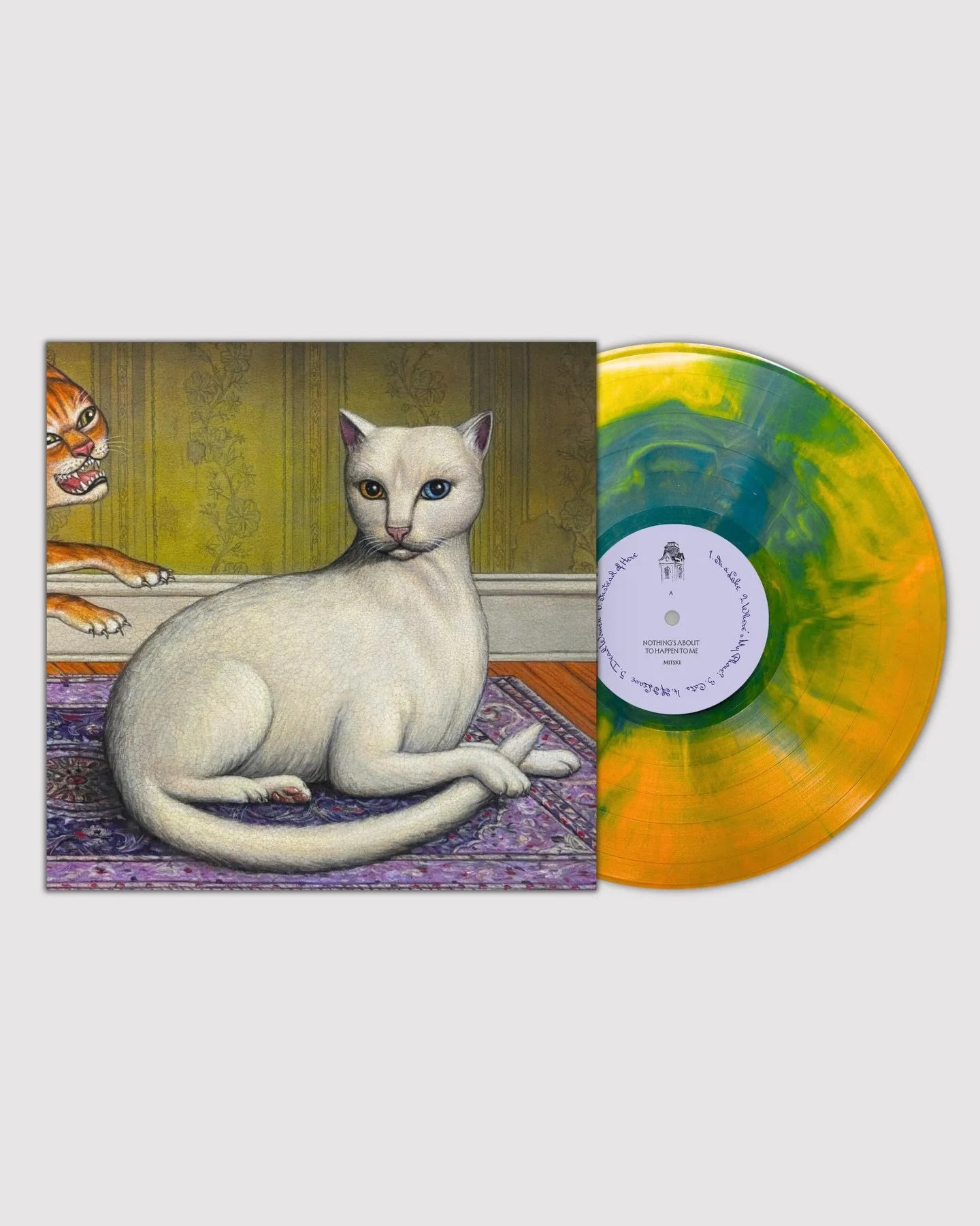 @vertigo.vinyl x @mitskileaks 

VV Exclusive: &ldquo;Nothing&rsquo;s About to Happen to Me&rdquo; by Mitski pressed on &ldquo;Cat&rsquo;s Eye&rdquo; yellow and blue vinyl and limited to 4,000 hand-numbered copies. Once sold out, this variant will not