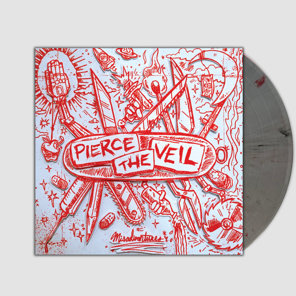 Misadventures- Pierce the Veil Silver and Red Splatter Vinyl LP