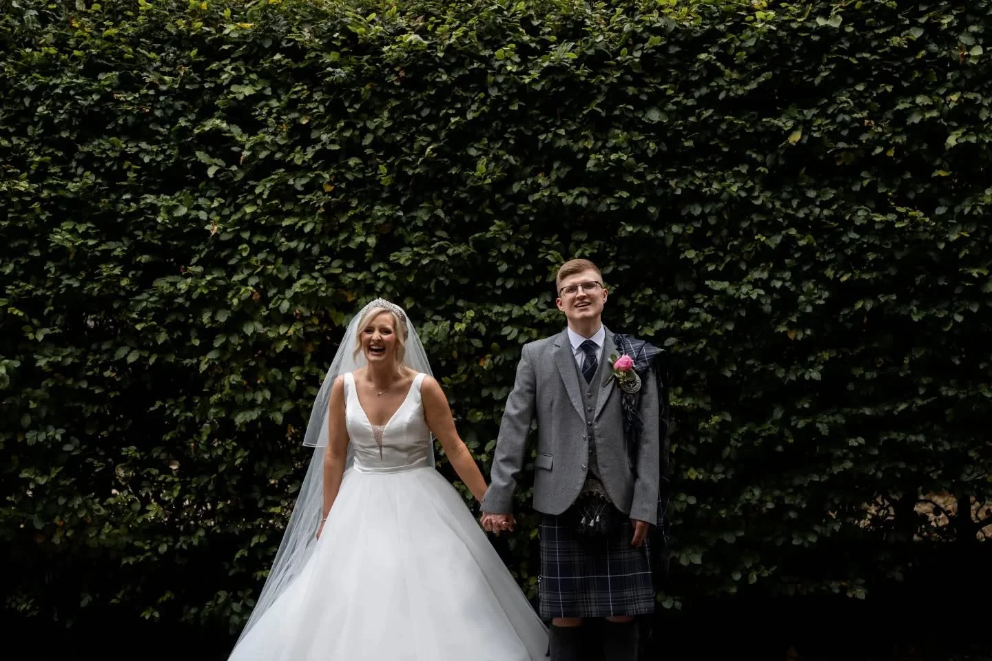 Teenage sweethearts turned newlyweds &mdash; Emma + Ryan tied the knot at The Busby surrounded by endless laughs, belter tunes, and a cheeky visit from their pup Hugo 🐾🍂 Their family and friends brought the banter, the autumn backdrop brought the m
