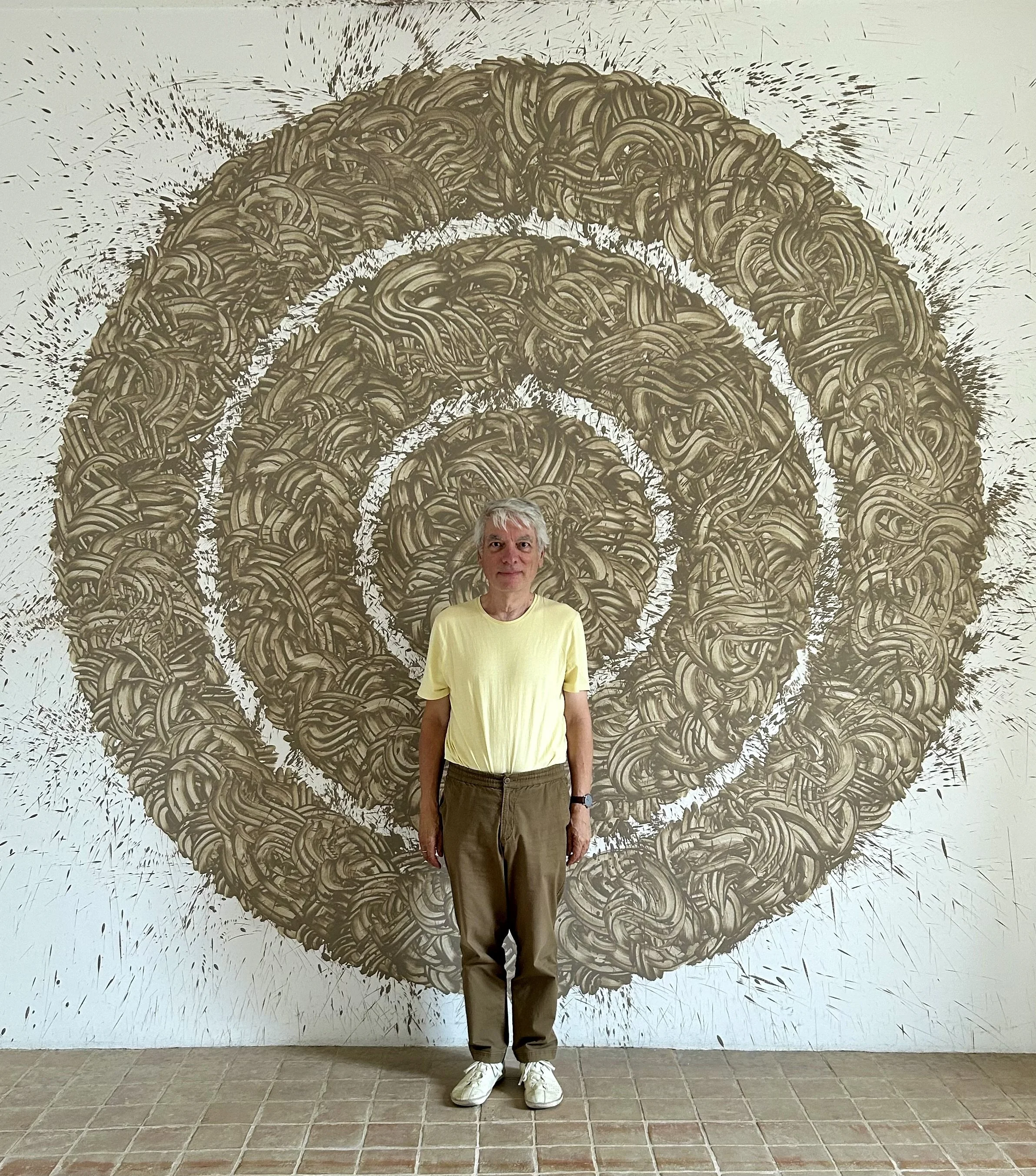 Château de Rochechouart in front of a Richard Long artwork