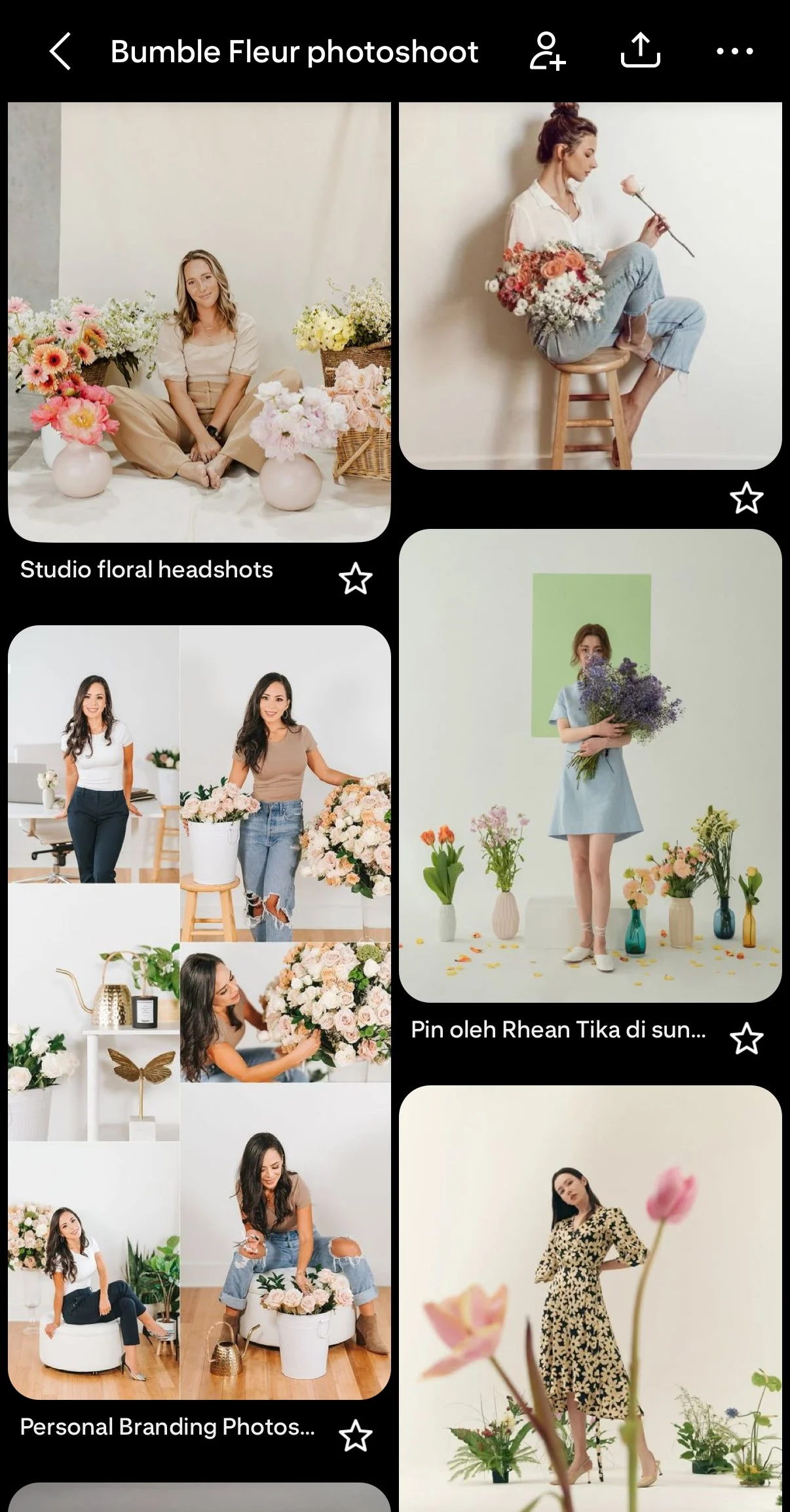 Florist branding shoot mood board screenshot
