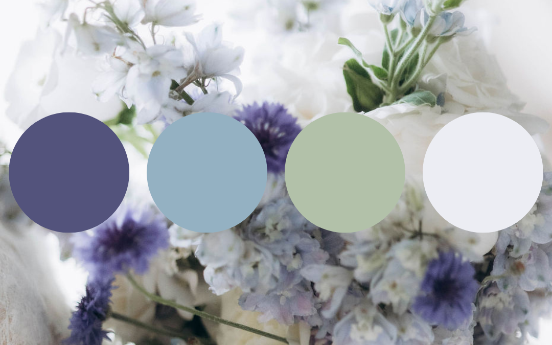 Blue and blue grey inspired wedding floral color palette