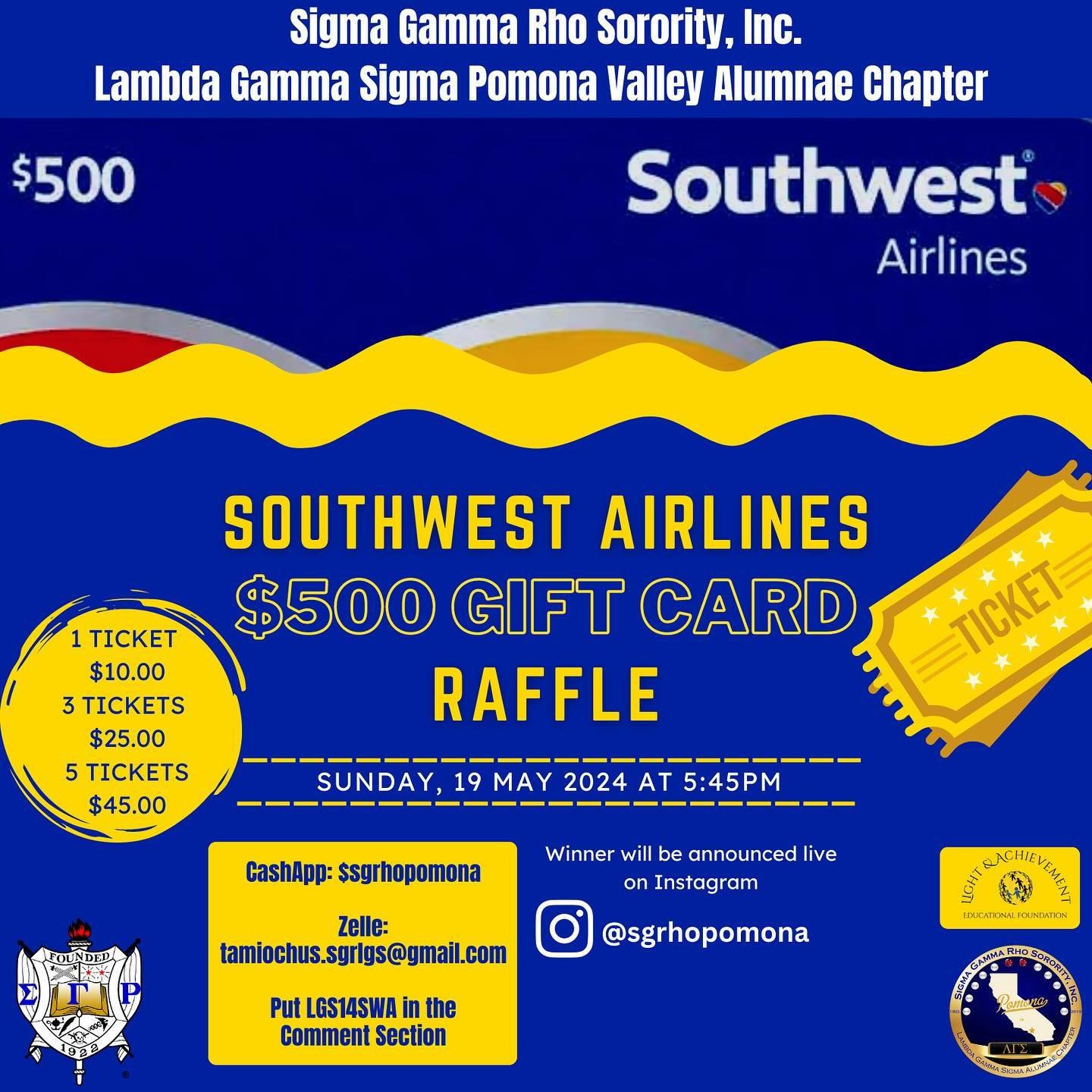 The Legendary Ladies of Lambda Gamma Sigma Alumnae Chapter of Sigma Gamma Rho Sorority, Inc. would like to present two exciting raffle opportunities that are open for attendees of our 14th Anniversary Gold and Ivory Day Party and LGS supporters. We w