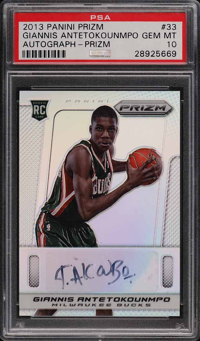 2013 Panini Prizm Prizms Giannis Antetokounmpo ROOKIE RC AUTO /25 #33 PSA 10 SIGN IN TO CONTACT PWCC</a>