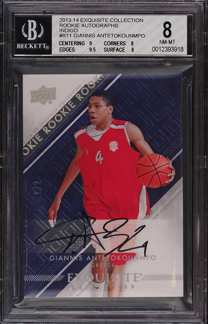 2013 Exquisite Collection Indigo Giannis Antetokounmpo ROOKIE RC AUTO 1/2 BGS 8 SIGN IN TO CONTACT PWCC</a>
