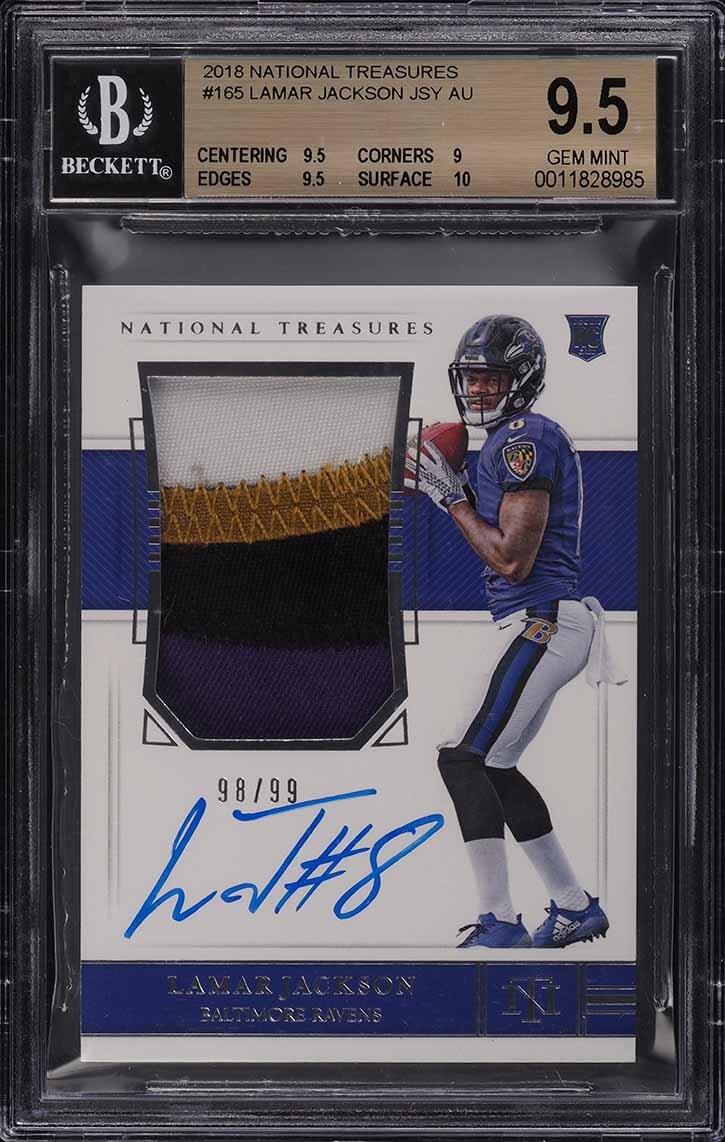 2018 National Treasures Lamar Jackson ROOKIE RC PATCH AUTO /99 #165 BGS 9.5 GEMSIGN IN TO CONTACT PWCC</a>