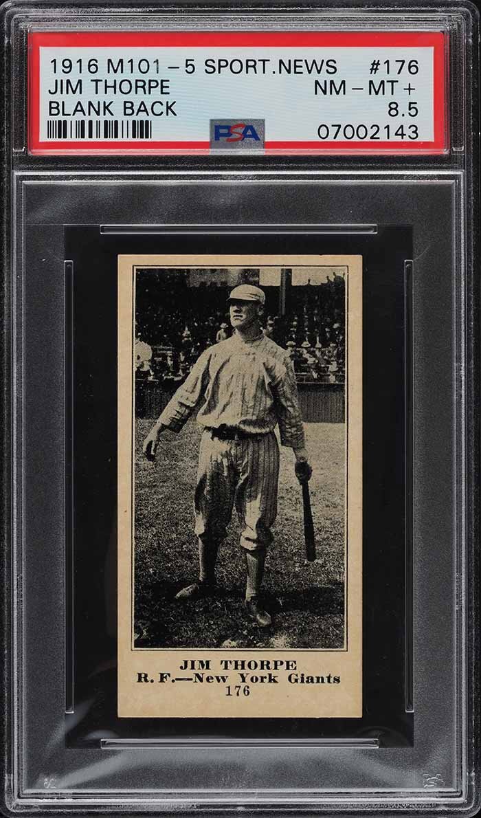 1916 M101-5 Sporting News Jim Thorpe BLANK BACK #176 PSA 8.5 NM-MT+ (PWCC-A)SIGN IN TO CONTACT PWCC</a>