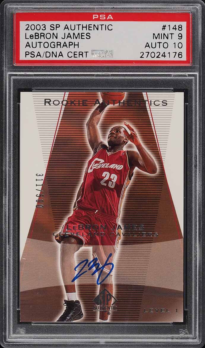 2003 SP AUTHENTIC LEBRON JAMES ROOKIE RC PSA/DNA 10 AUTO /500 #148 9 MINTSIGN IN TO CONTACT PWCC</a>