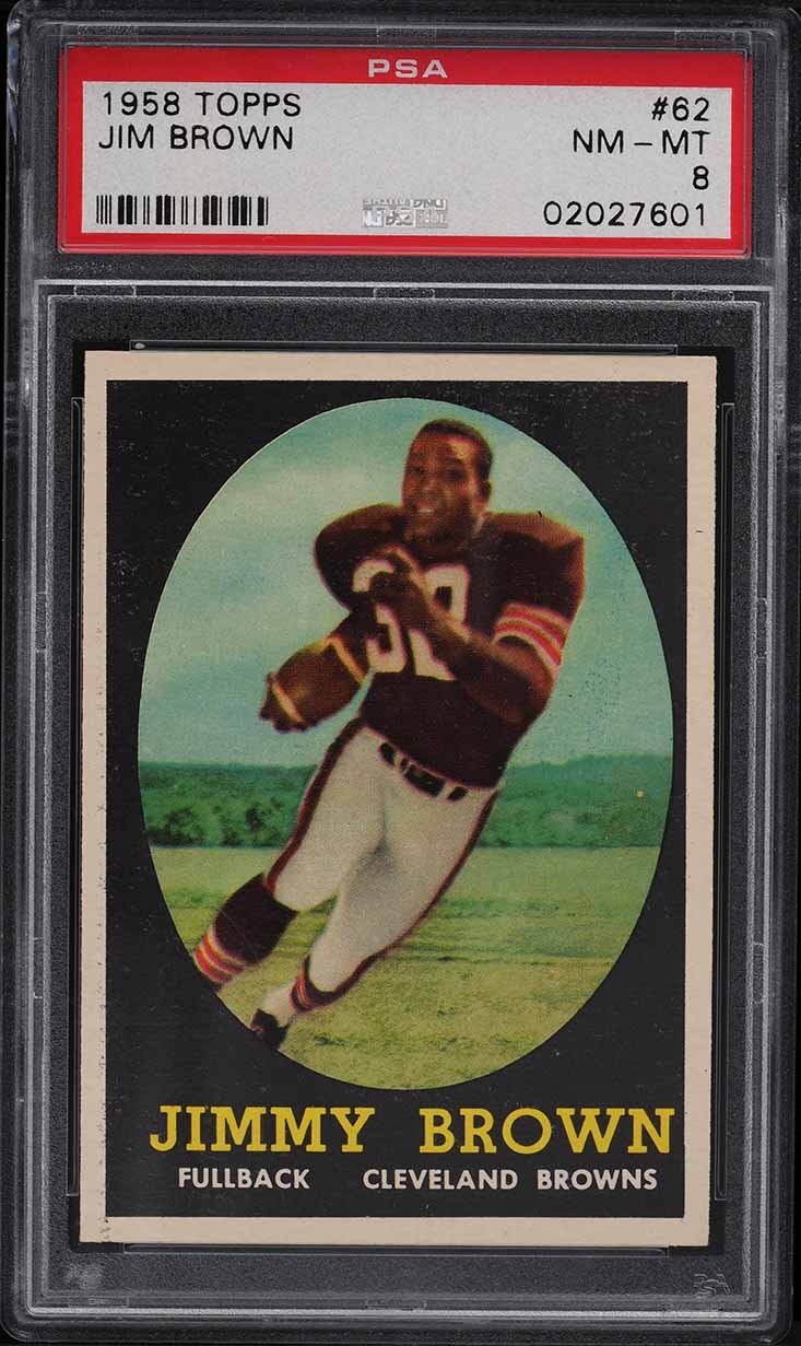 1958 TOPPS FOOTBALL JIM BROWN ROOKIE RC #62 PSA 8 NM-MT