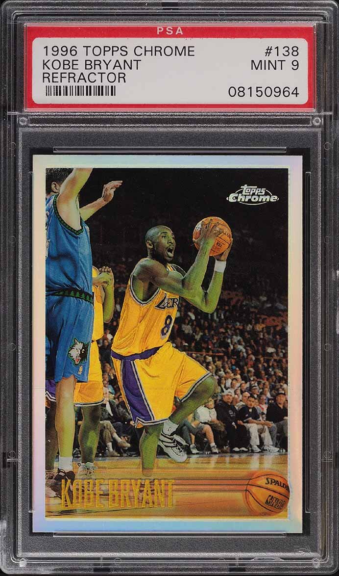 1996 TOPPS CHROME REFRACTOR KOBE BRYANT ROOKIE RC #138 PSA 9 MINT