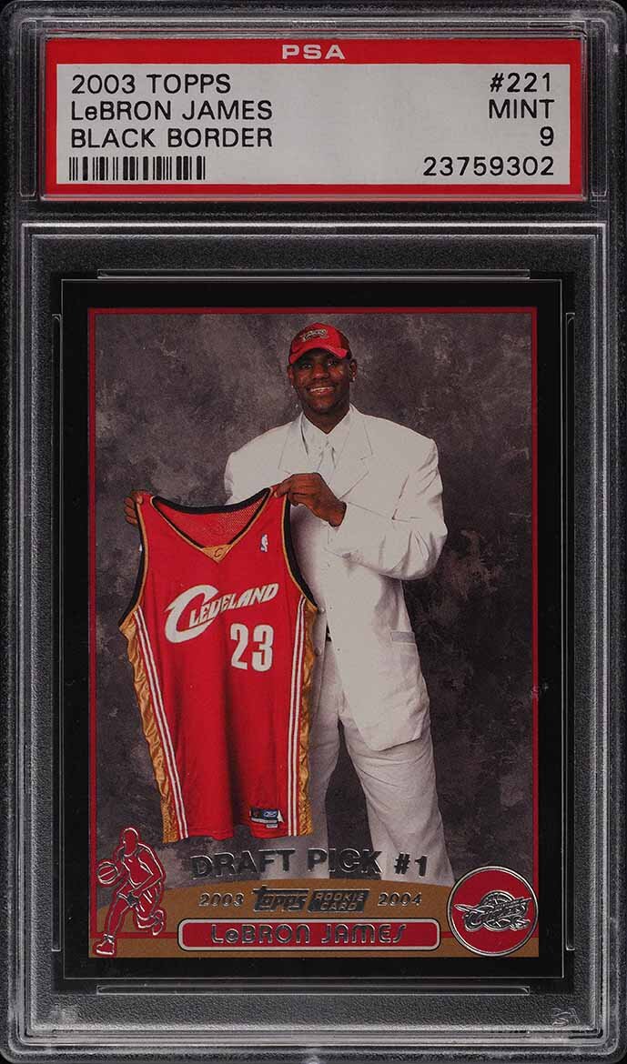 2003 TOPPS BLACK BORDER LEBRON JAMES ROOKIE RC /500 #221 PSA 9 MINT