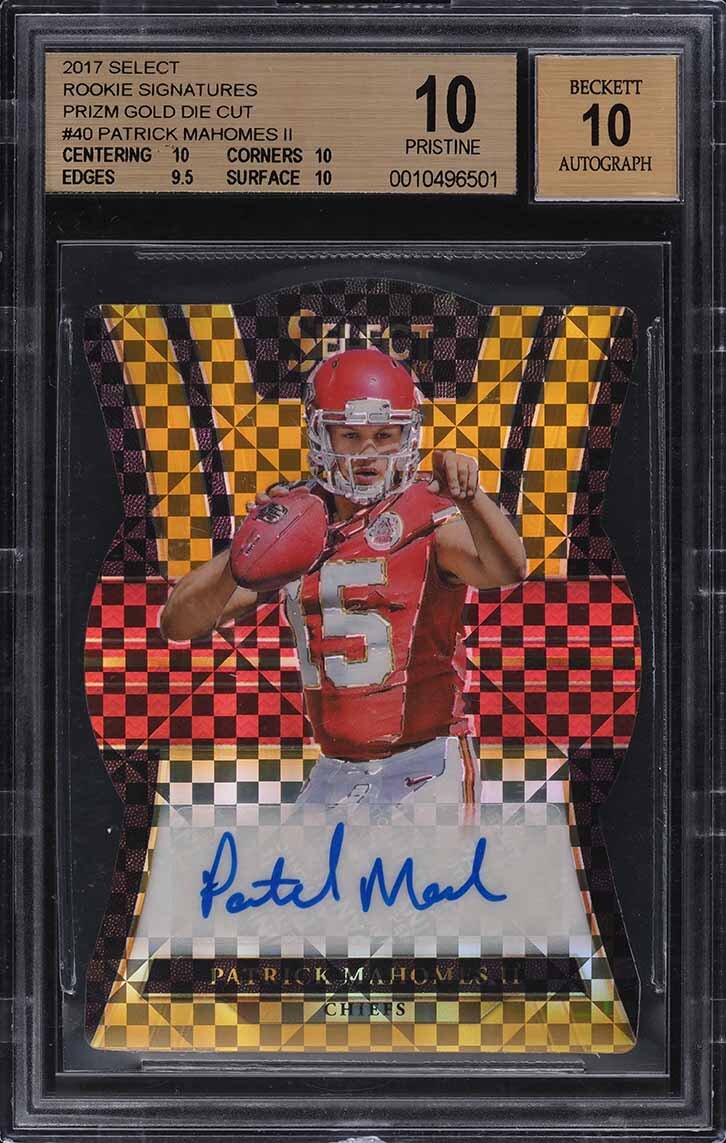 2017 SELECT GOLD DIE-CUT PATRICK MAHOMES II ROOKIE RC AUTO /10 BGS 10 PRISTINE