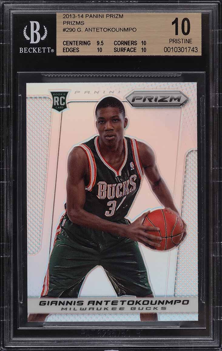 2013 PANINI PRIZM SILVER PRIZMS GIANNIS ANTETOKOUNMPO ROOKIE RC #290 BGS 10