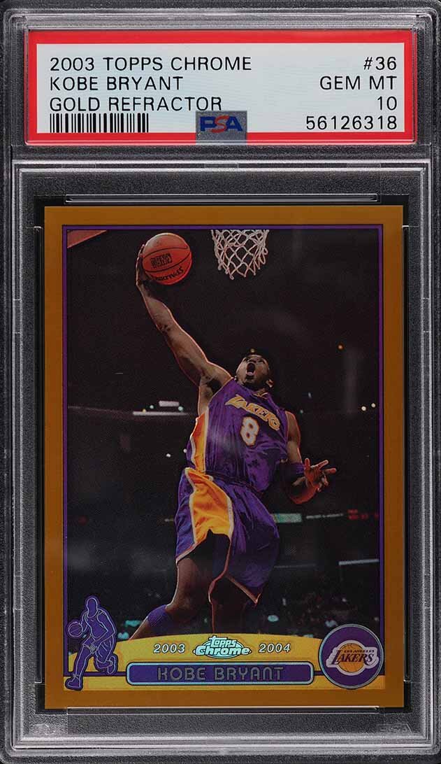 2003 TOPPS CHROME GOLD REFRACTOR KOBE BRYANT /99 #36 PSA 10 GEM MINT