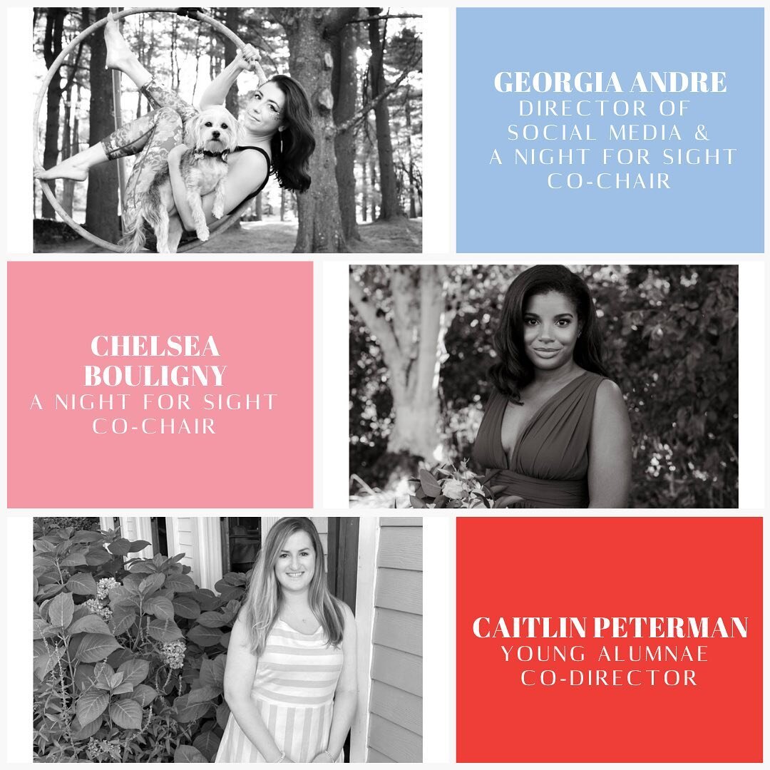 Get to know the new NYC DG Executive Board: 
⚓️ Georgia Andre, Director of Social Media &amp; A Night for Sight Co-Chair
⚓️ Chelsea Bouligny, A Night for Sight Co-Chair
⚓️ Caitlin Peterman, Young Alumnae Co-Director