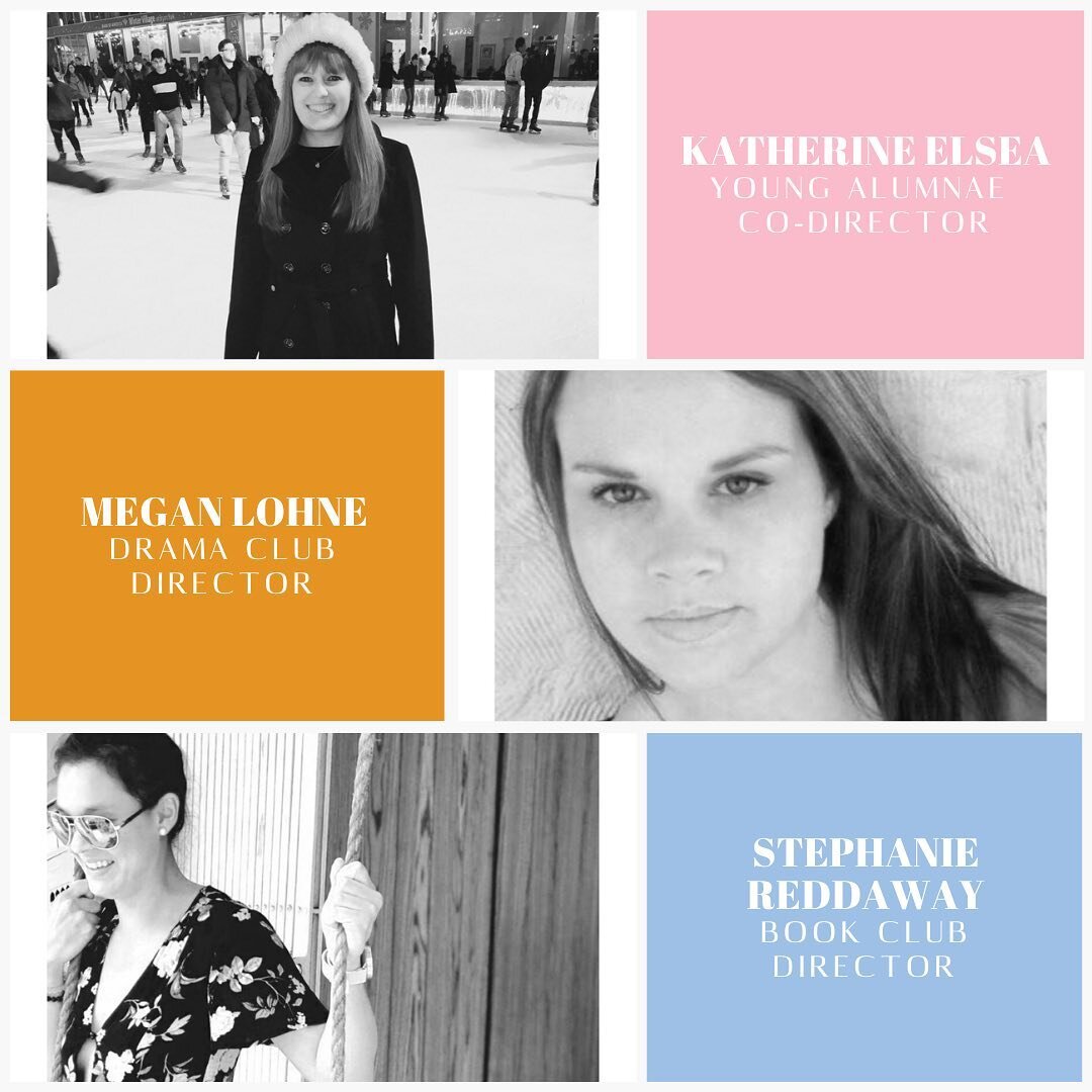 Get to know the new NYC DG Executive Board:
⚓️ Katherine Elsea, Young Alumnae Co-Director
⚓️ Megan Lohne, Drama Club Director
⚓️ Stephanie Reddaway, Book Club Director