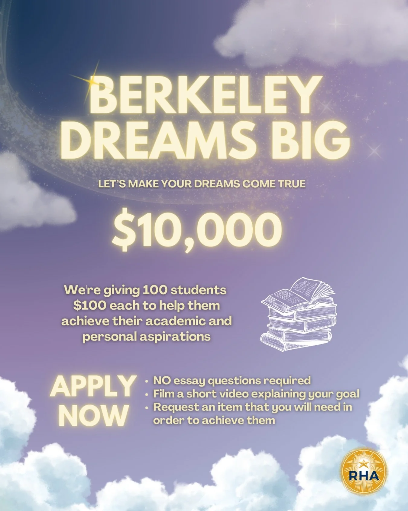[CLOSES FEB 14] We&rsquo;re awarding 100 UC Berkeley students an item of their choice (up to $100) to fuel their academic or personal aspirations.

&nbsp;&nbsp;&nbsp;&nbsp;&bull;&nbsp;&nbsp;&nbsp;&nbsp;Easy Process: No essays, just a 1-3 min video.
&