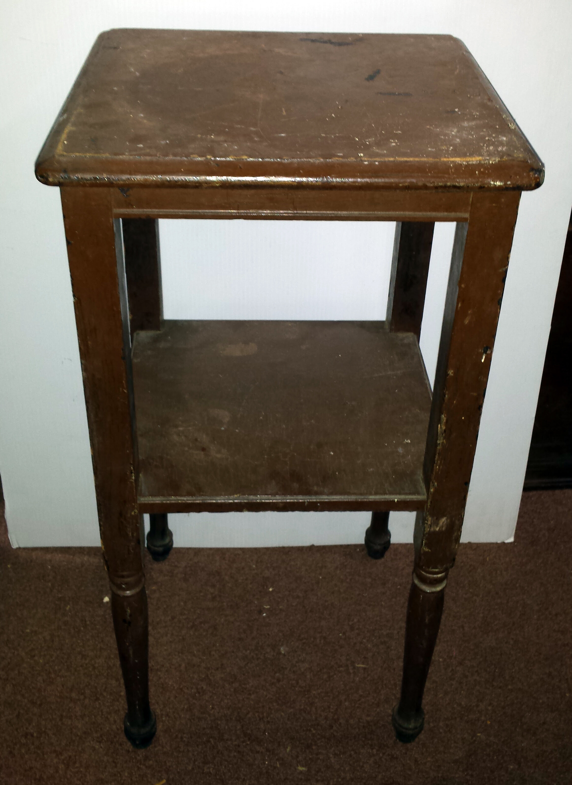 Light Brown Painted Pain Side Table with Bottom Shelve.jpg