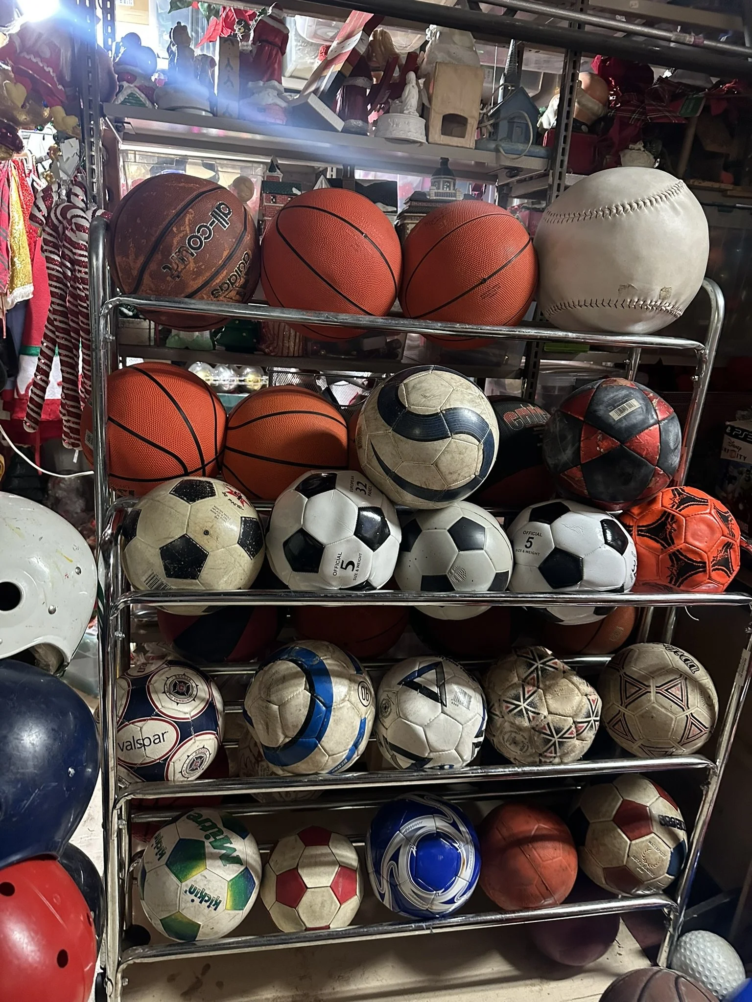 Soccer balls- Basketballs and Rack