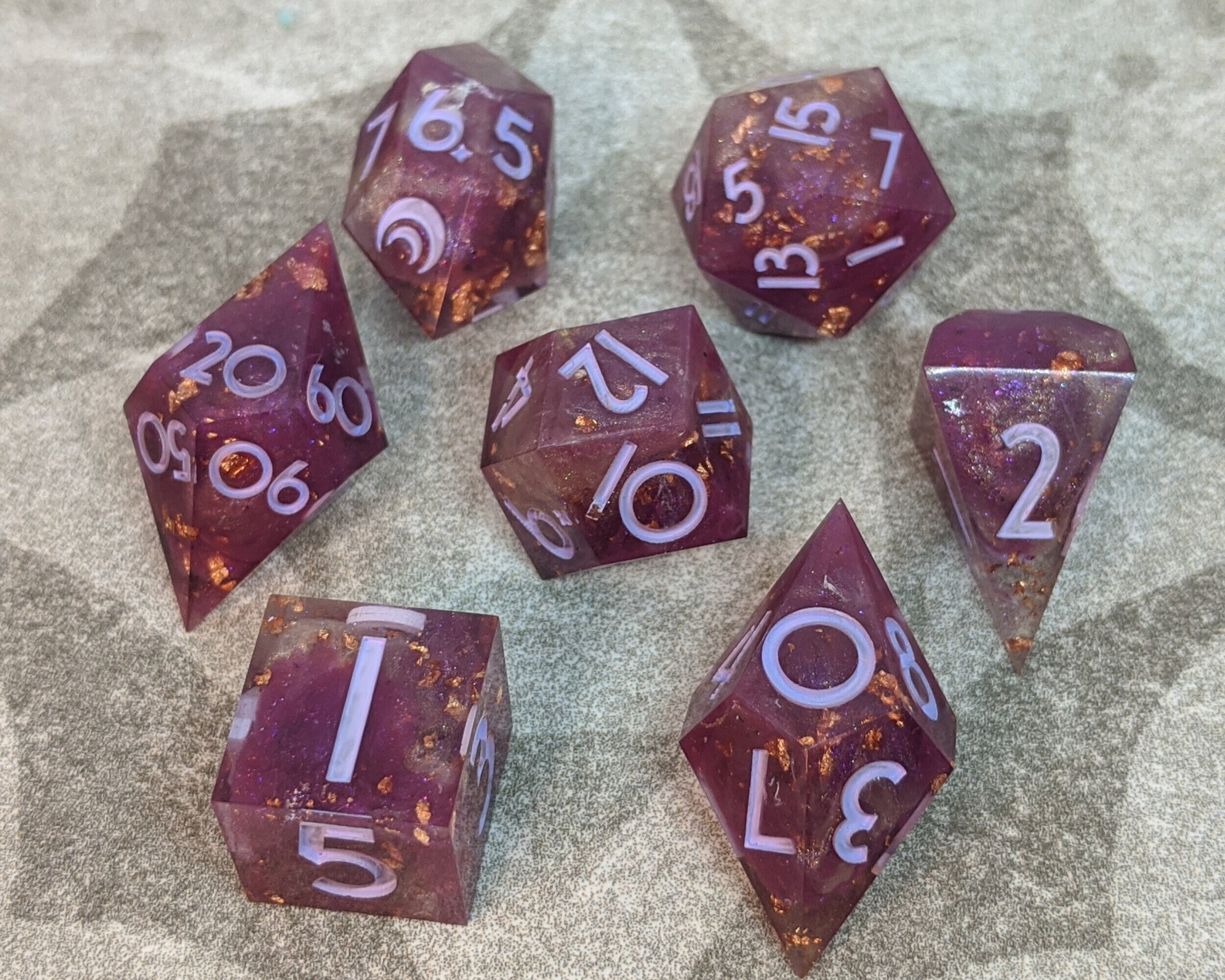 Mulled Wine - 7 piece polyhedral dice set by Moonbeam Menagerie