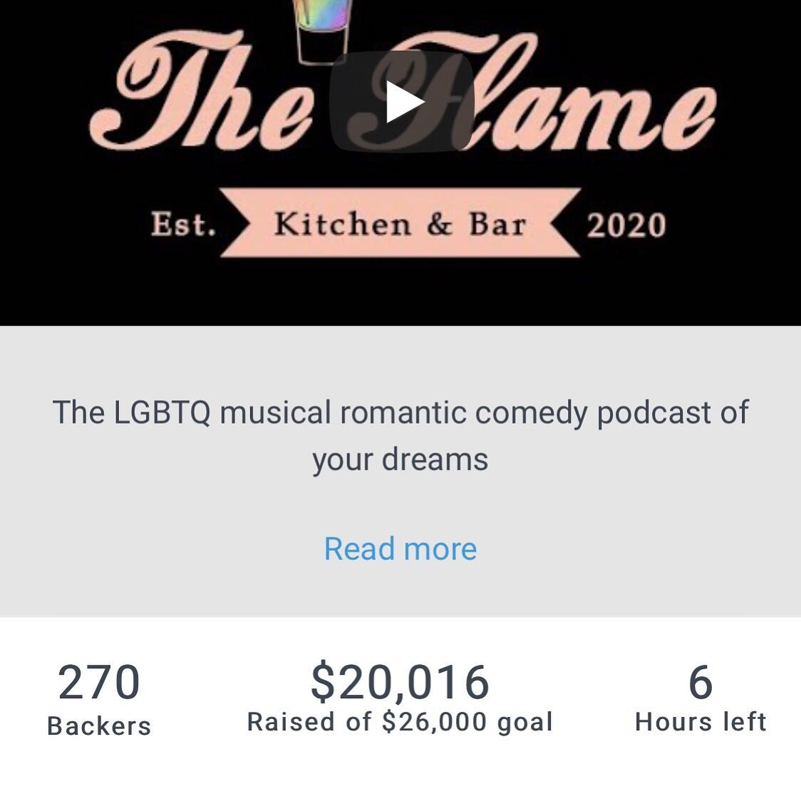 We are so freaking close, I can taste the whiskey!! Let's make The Flame into a reality!! 6 more hours, can you take a minute to help us past the finish line? Thank you!! Link in bio!