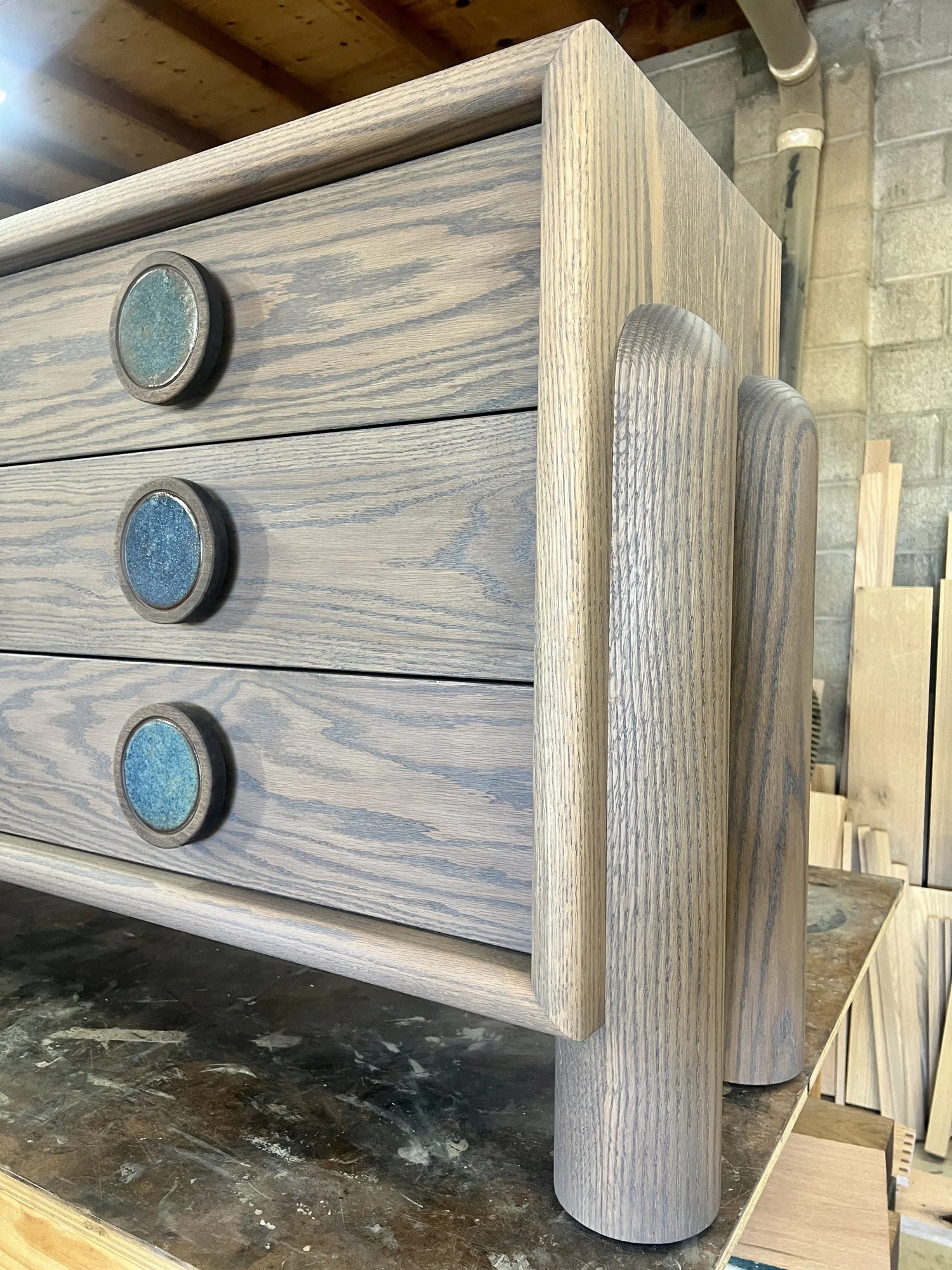 DUB2 Dresser from SLTWTR Co. white oak & walnut 6 drawer dresser