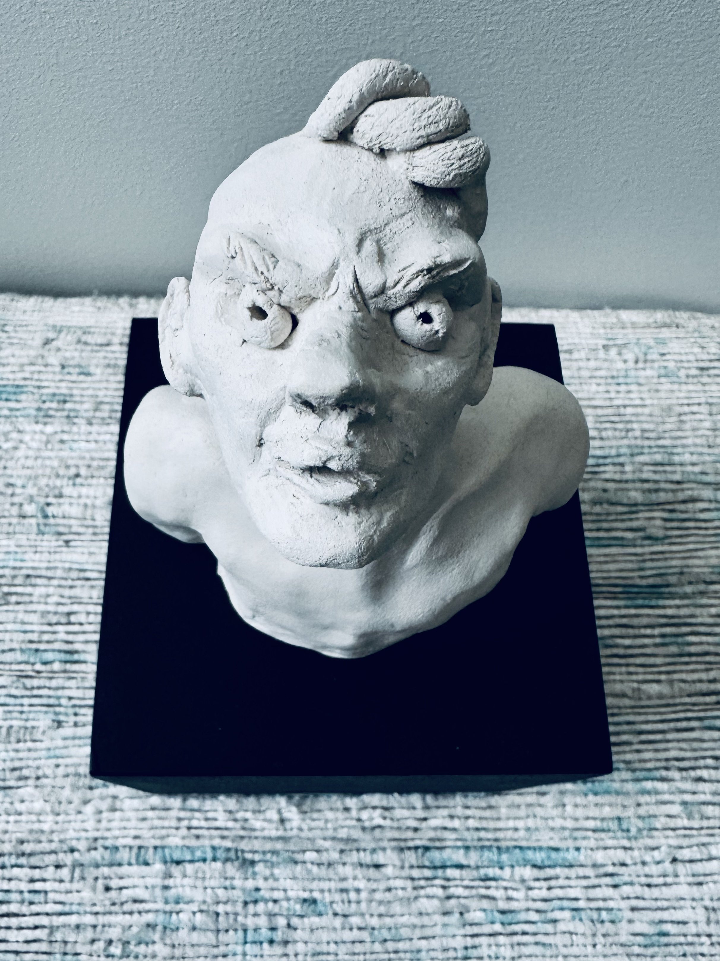"Angst"
Ceramic (5" high) on ashwood pedestal, 2024