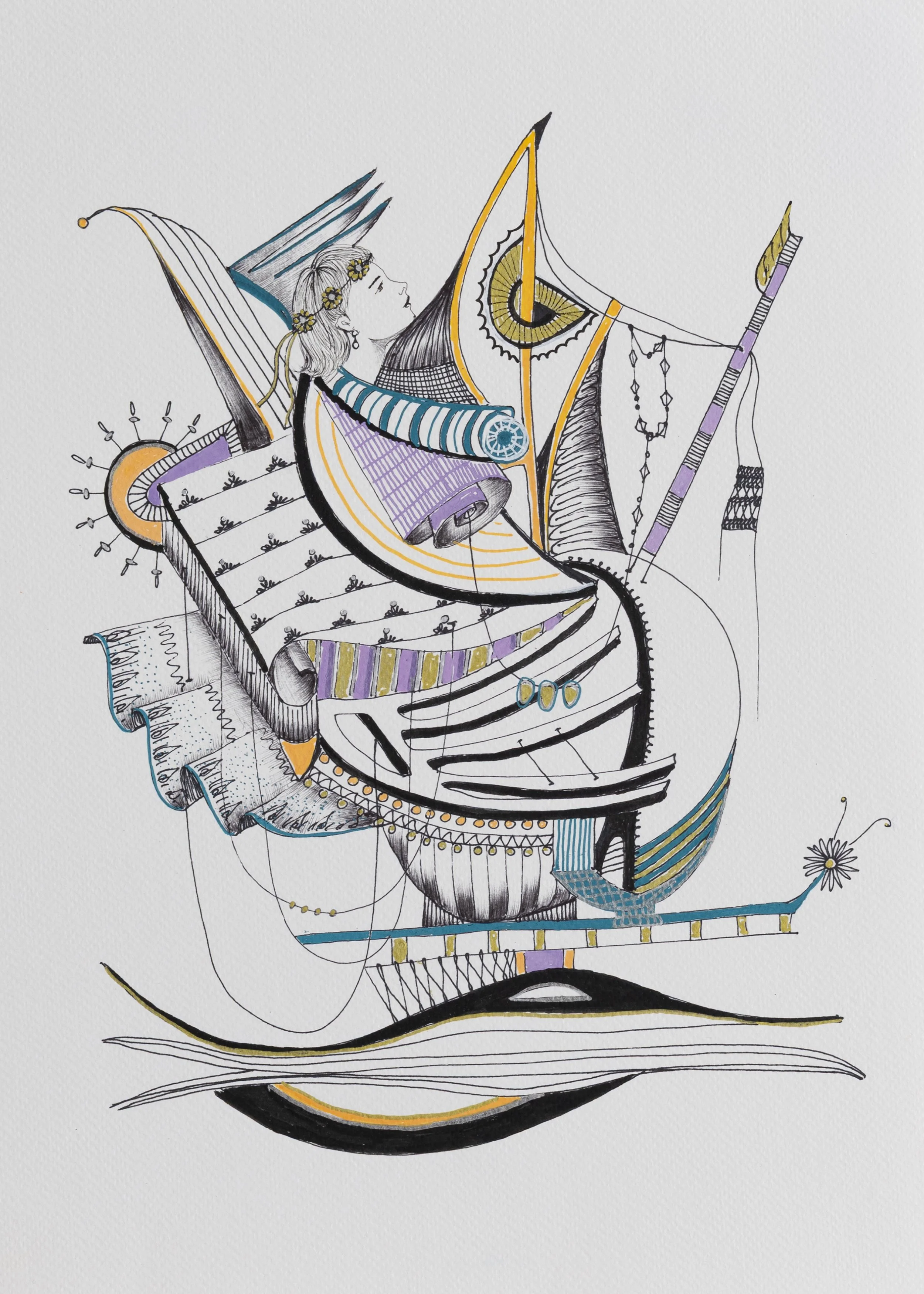 Voguant vers Delos
Mixed media on paper
2026