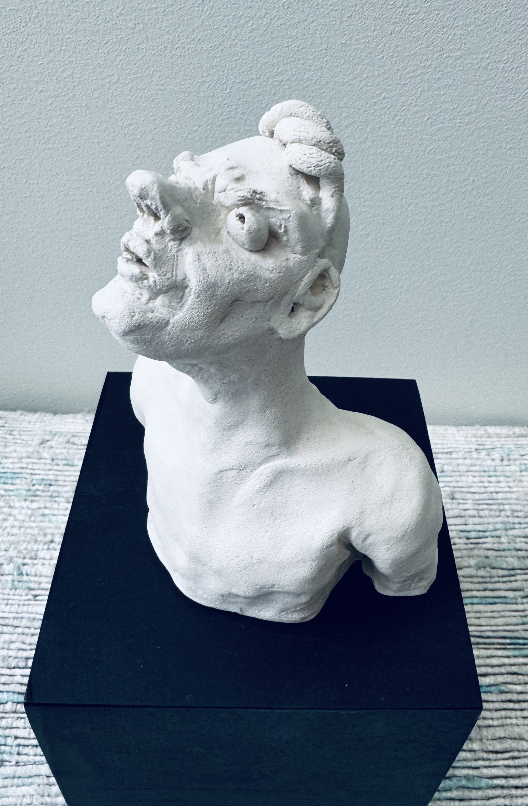 "Angst"
Ceramic (5" high) on ashwood pedestal, 2024