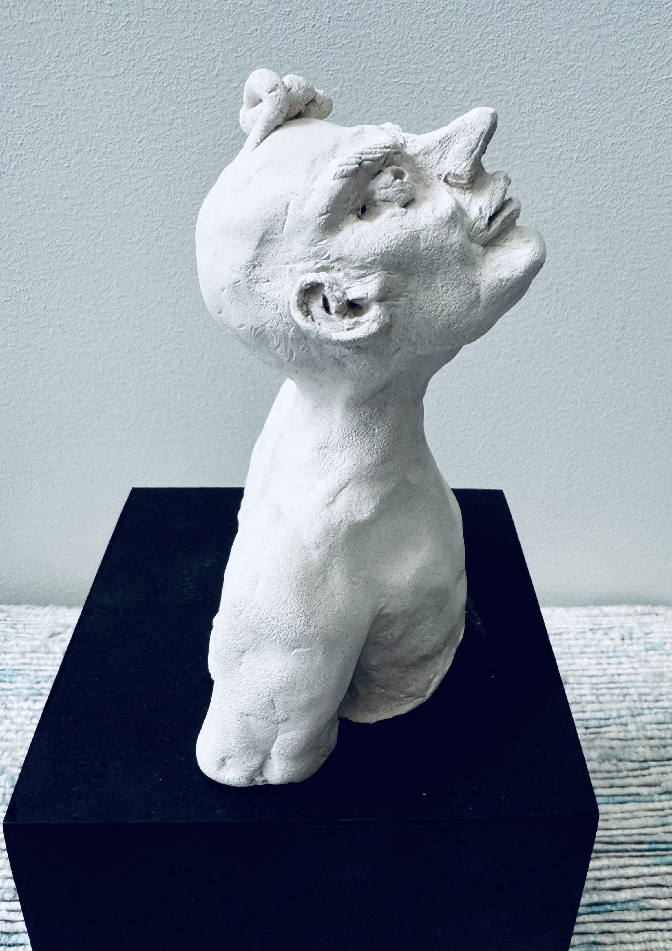 "Angst"
Ceramic (5" high) on ashwood pedestal, 2024