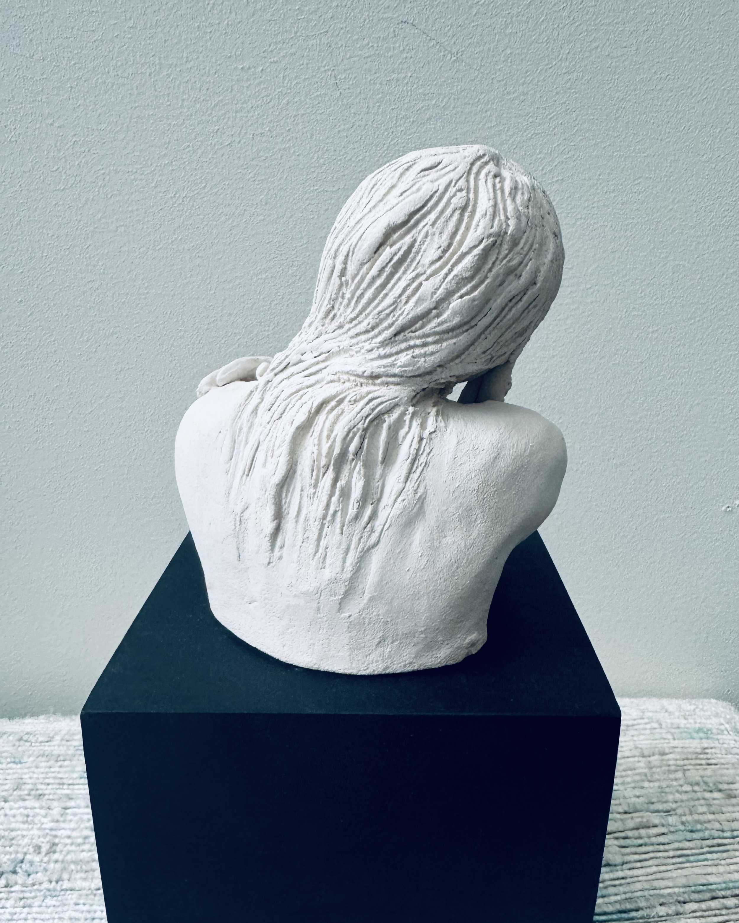 "Psyché"
Ceramic (5" tall) on ashwood pedestal, 2024
