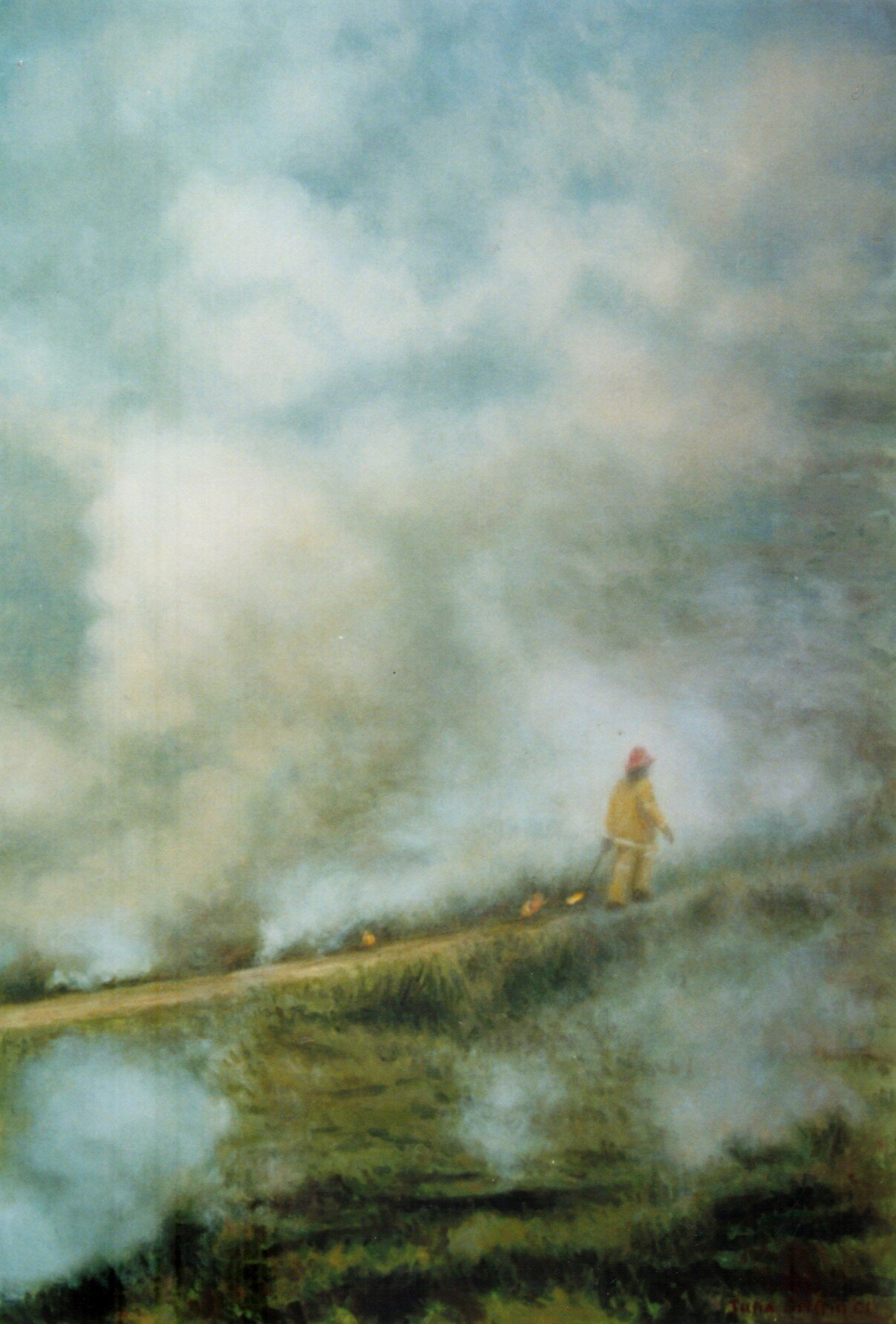2001 Backburning near Gloucester 46x68cm