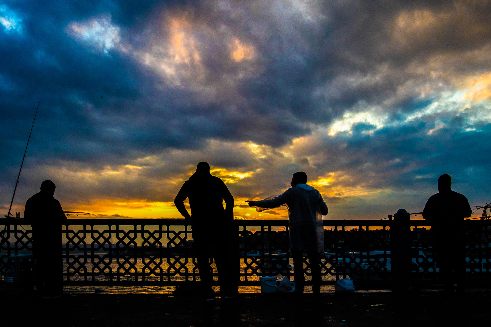 Fishing at Dawn at Galata Bridge (Istanbul)